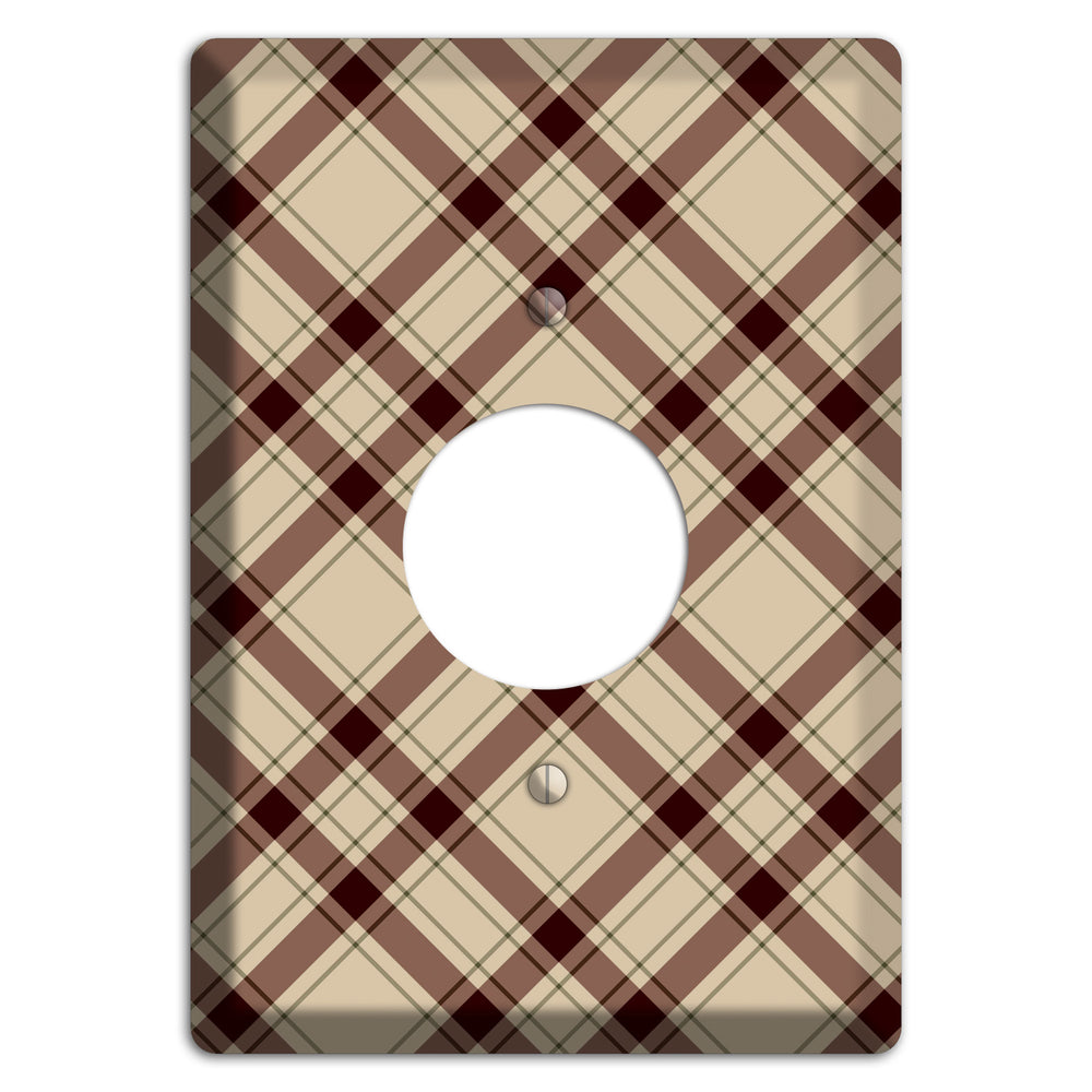 Beige and Brown Plaid Single Receptacle Wallplate