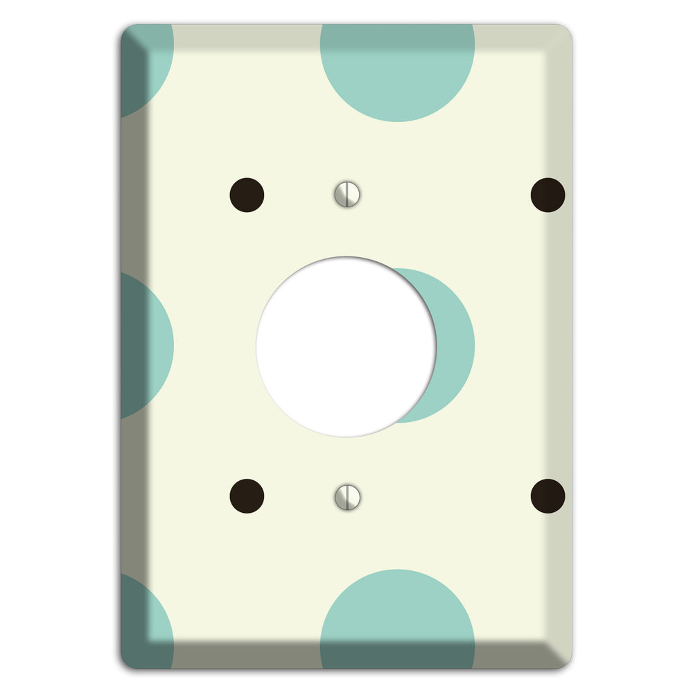 Soft Green with Aqua and Black Multi Tiled Medium Dots Single Receptacle Wallplate