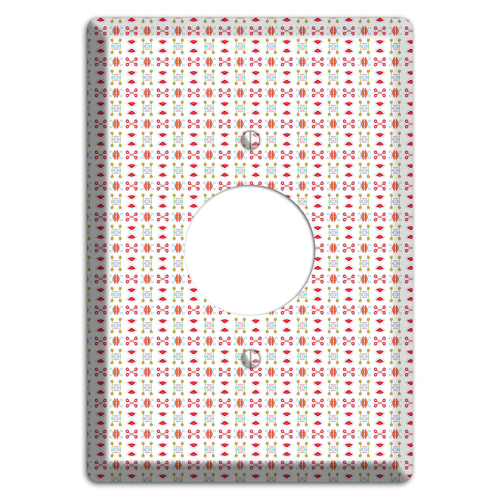 White Red Blue Olive Retro Single Receptacle Wallplate