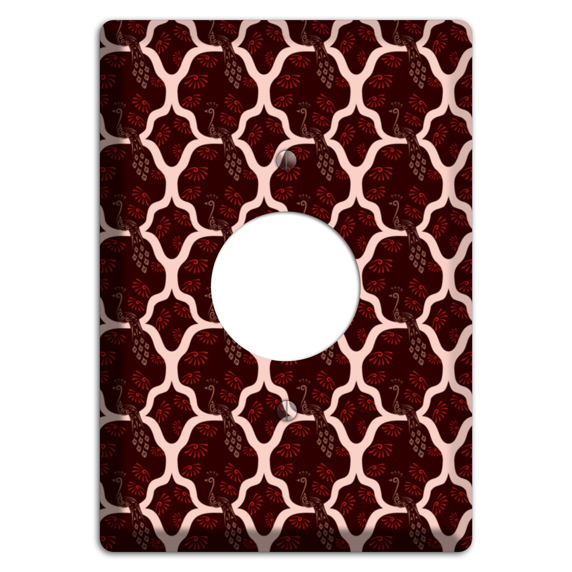 Dark Quatrefoil Peacock Single Receptacle Wallplate