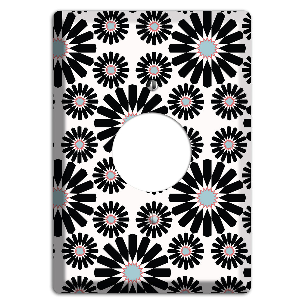 Dusty Blue Maroon Scandinavian Floral Single Receptacle Wallplate