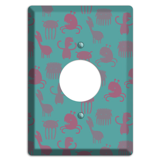 Sily Monsters Green Single Receptacle Wallplate