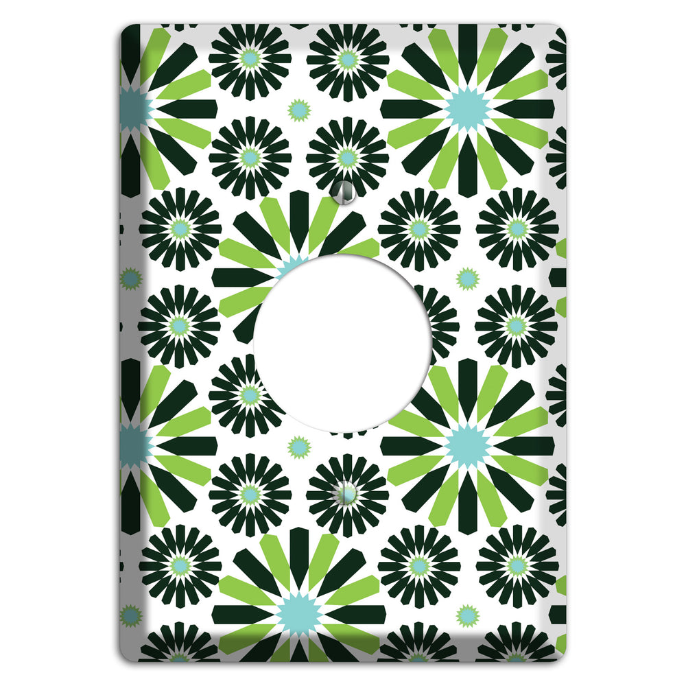 Lime and Teal Scandinavian Floral 2 Single Receptacle Wallplate