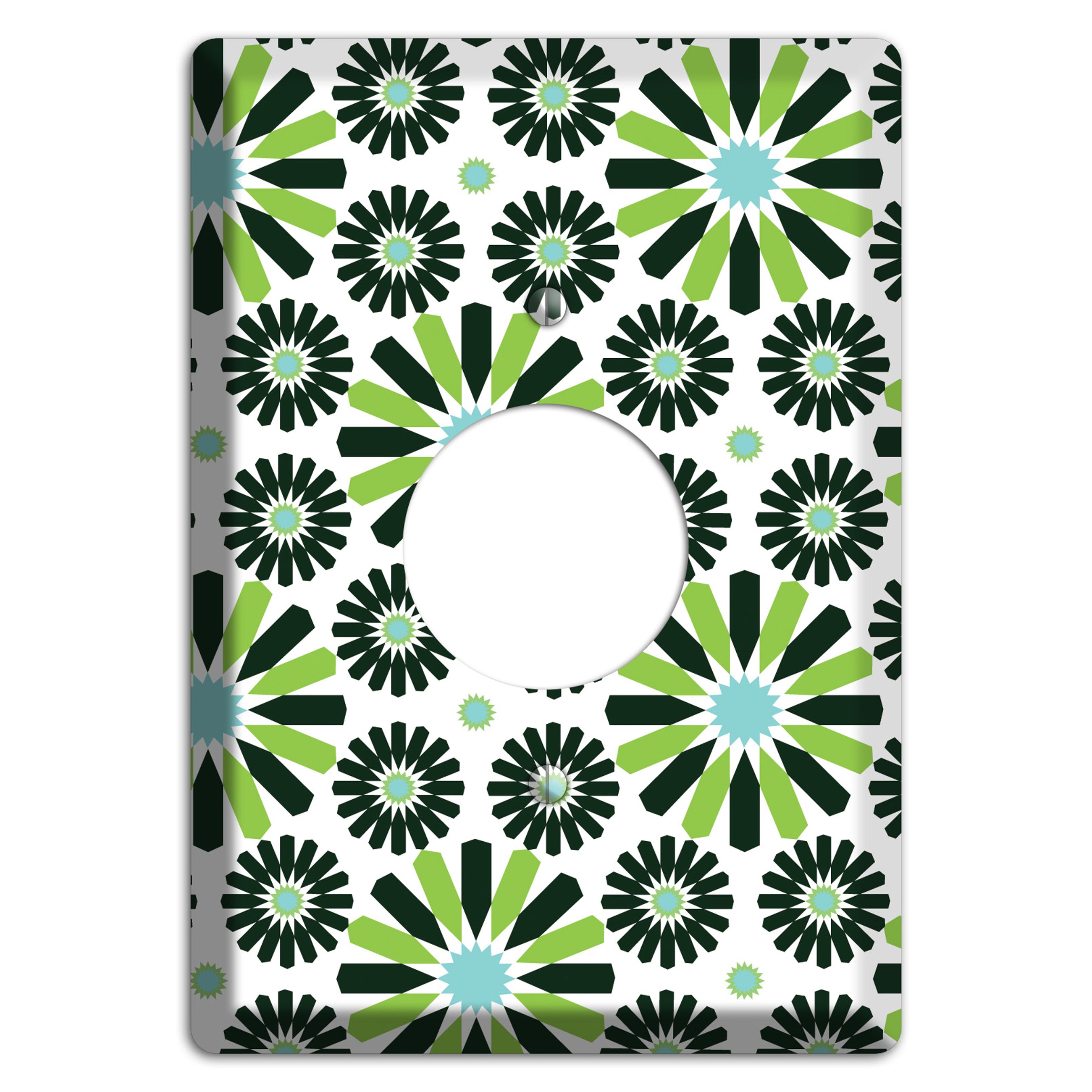 Lime and Teal Scandinavian Floral 2 Single Receptacle Wallplate
