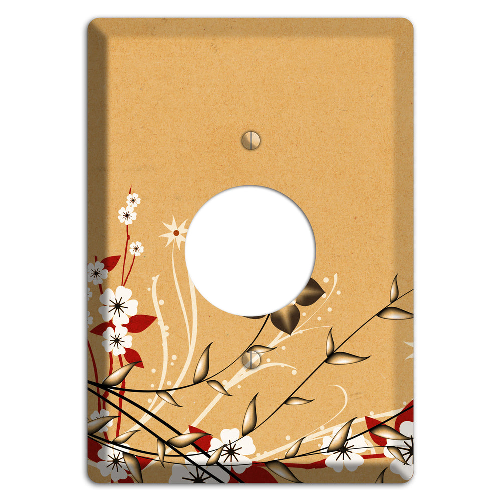 Delicate Red Flowers 2 Single Receptacle Wallplate