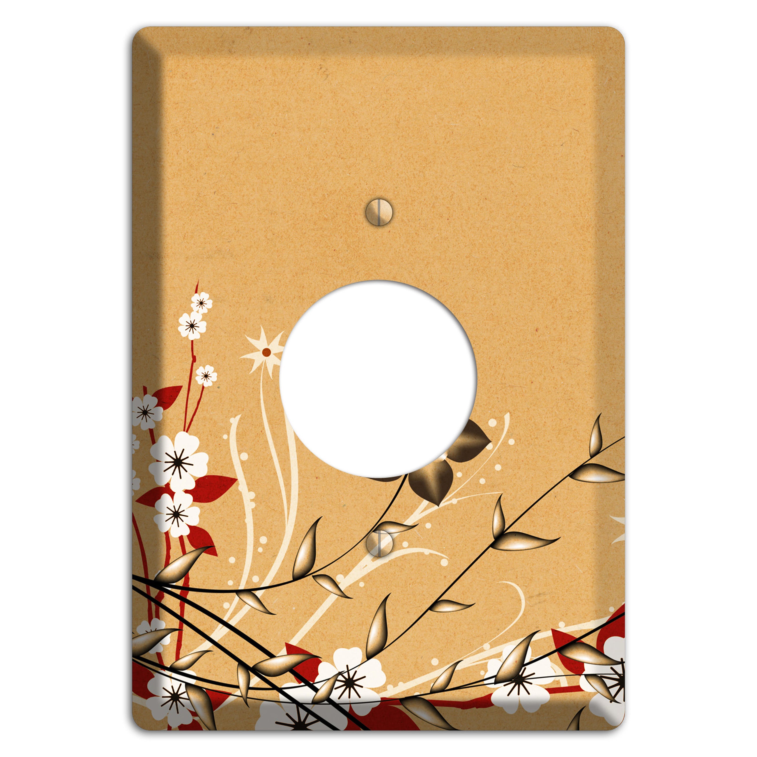 Delicate Red Flowers 2 Single Receptacle Wallplate