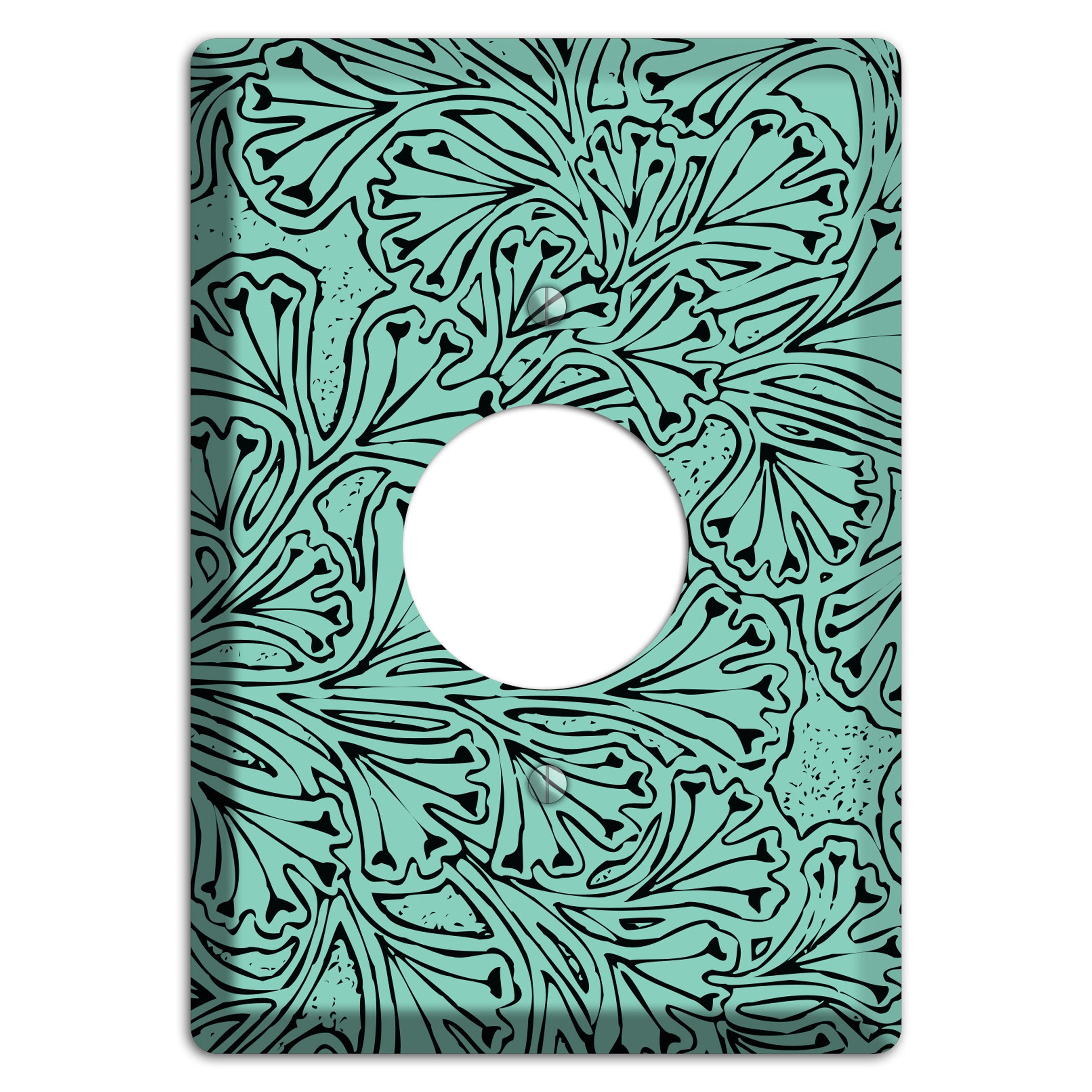 Deco Olive Interlocking Floral Single Receptacle Wallplate