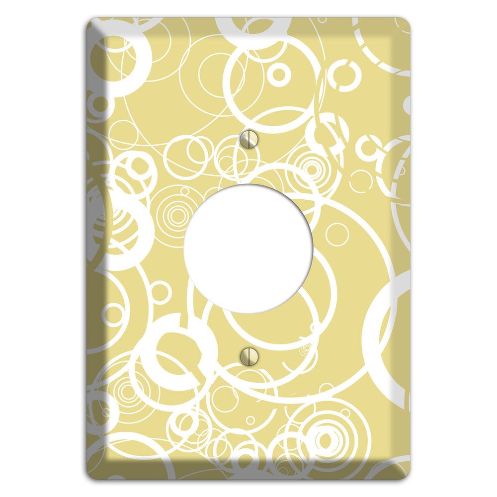 Beige with White Rings Single Receptacle Wallplate