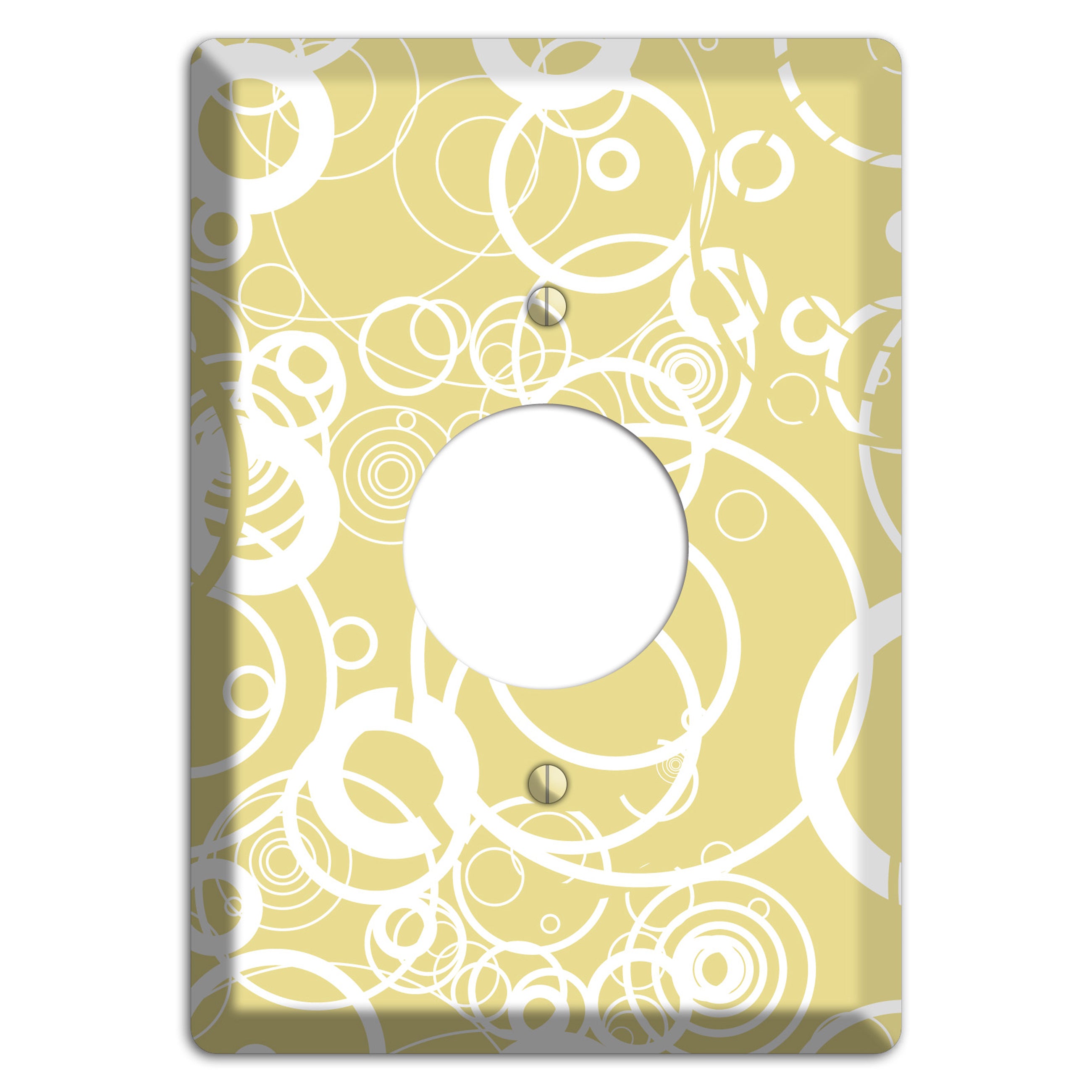 Beige with White Rings Single Receptacle Wallplate