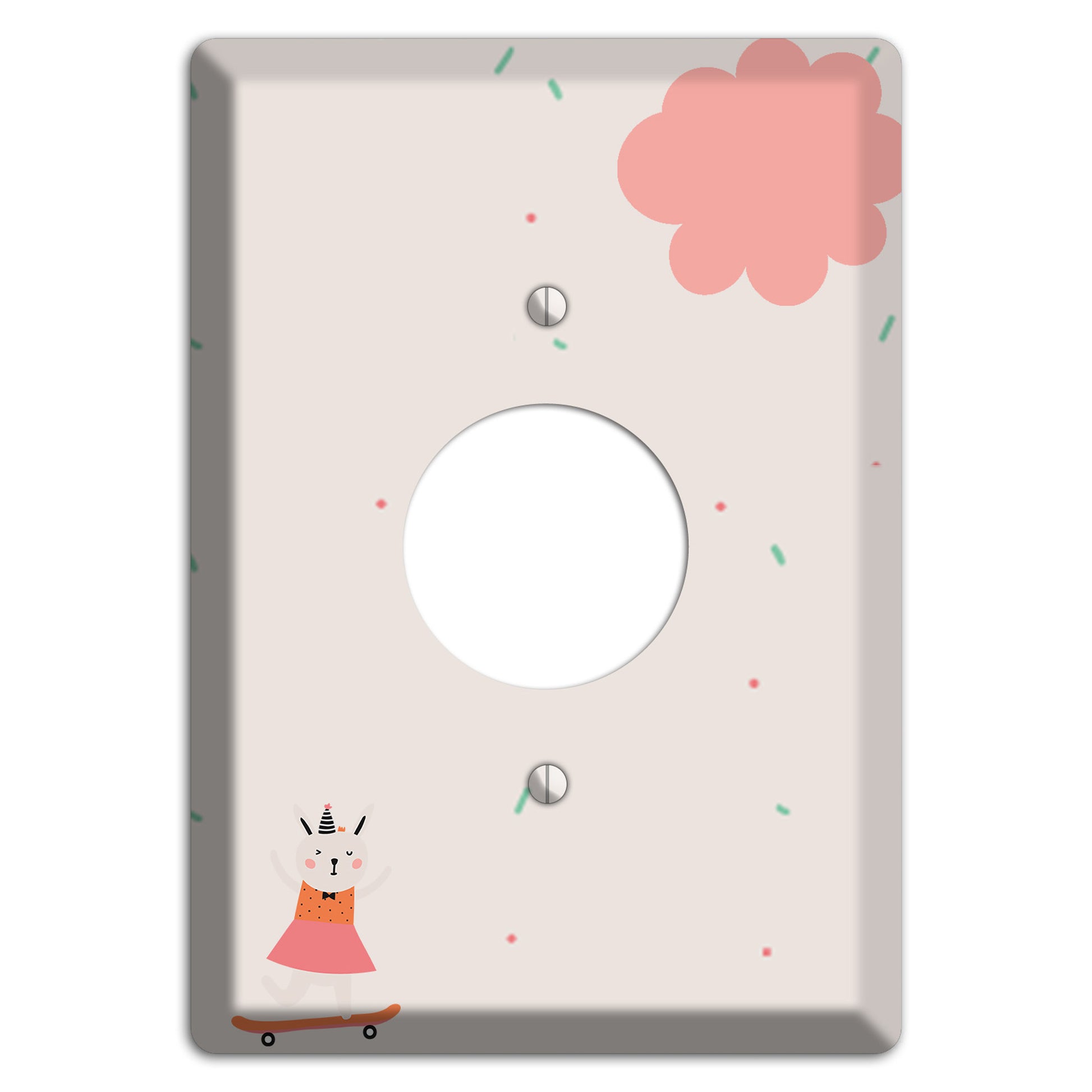 Skateboard Kitty Single Receptacle Wallplate