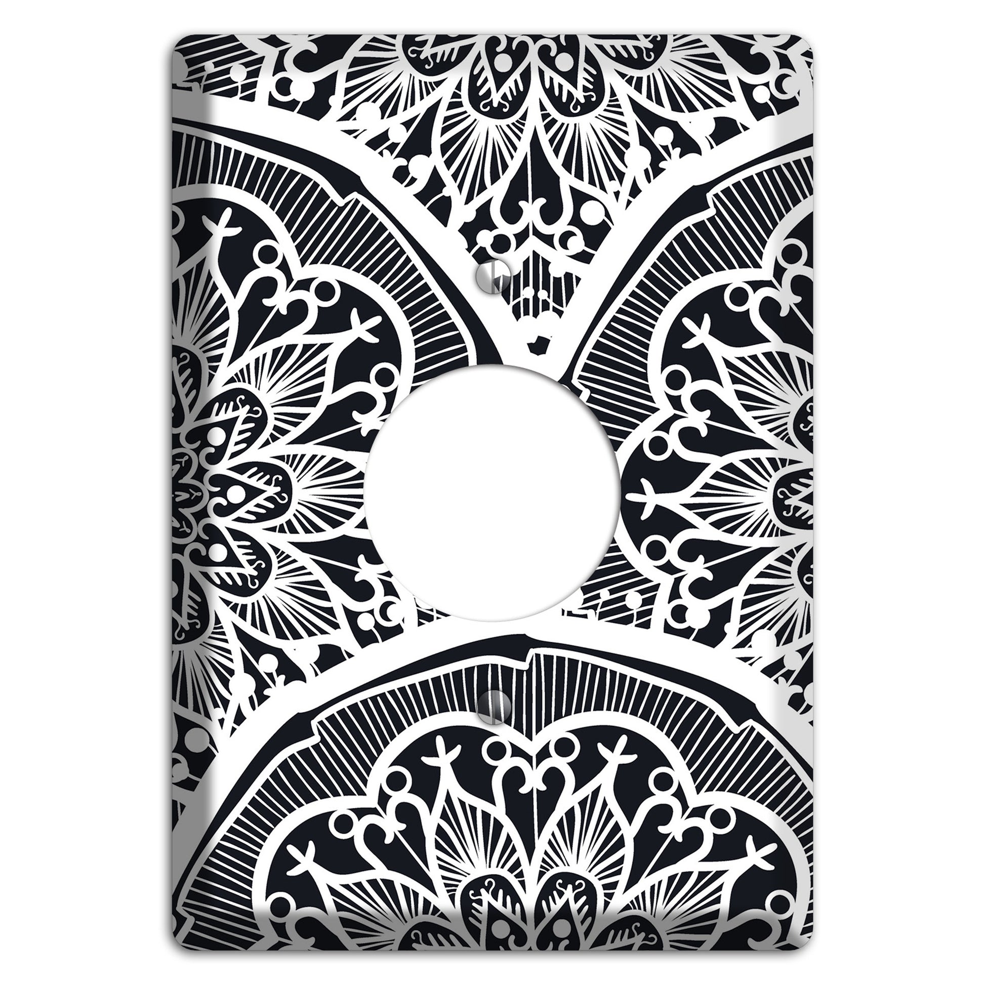 Mandala Black and White Style O Cover Plates Single Receptacle Wallplate