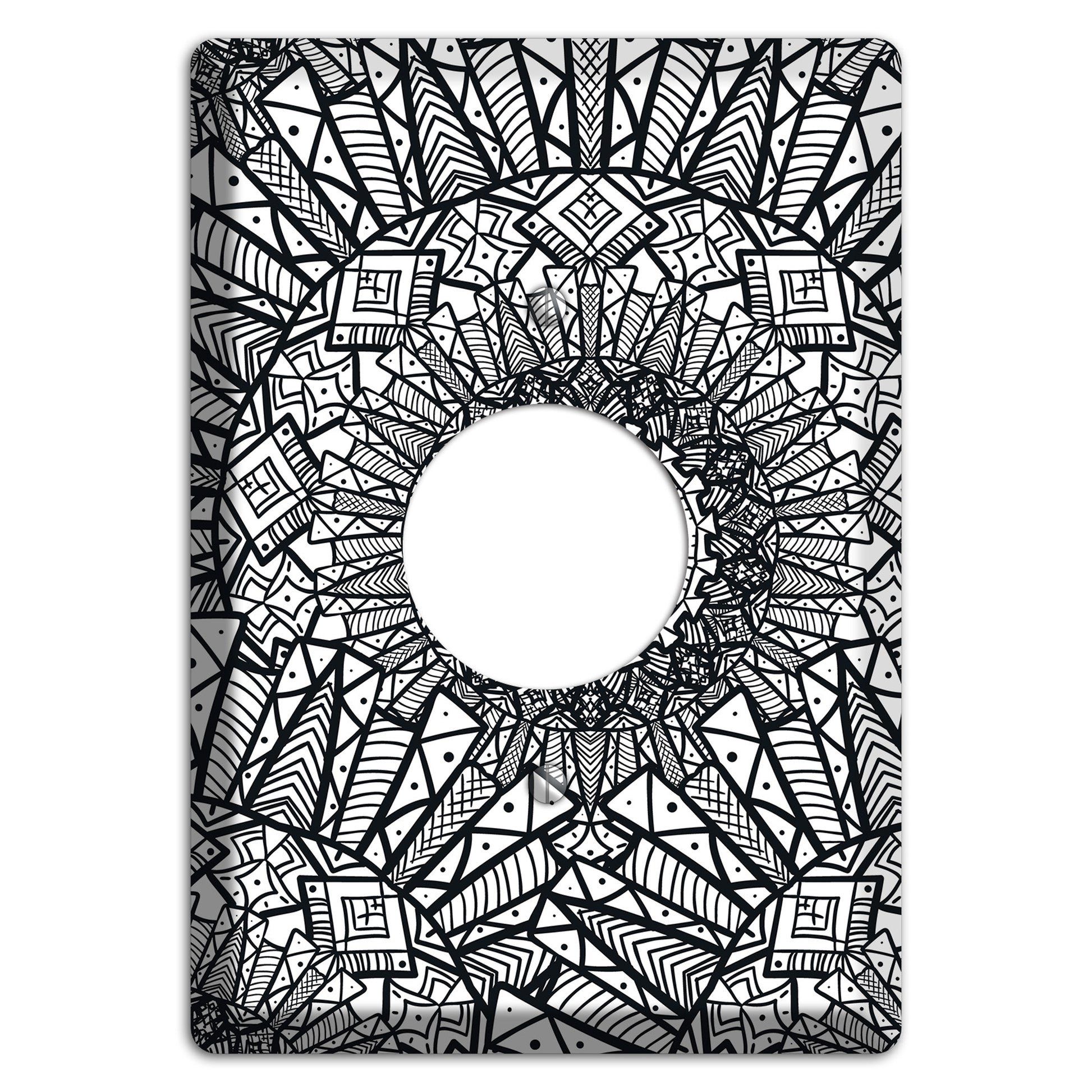 Mandala Black and White Style X Cover Plates Single Receptacle Wallplate