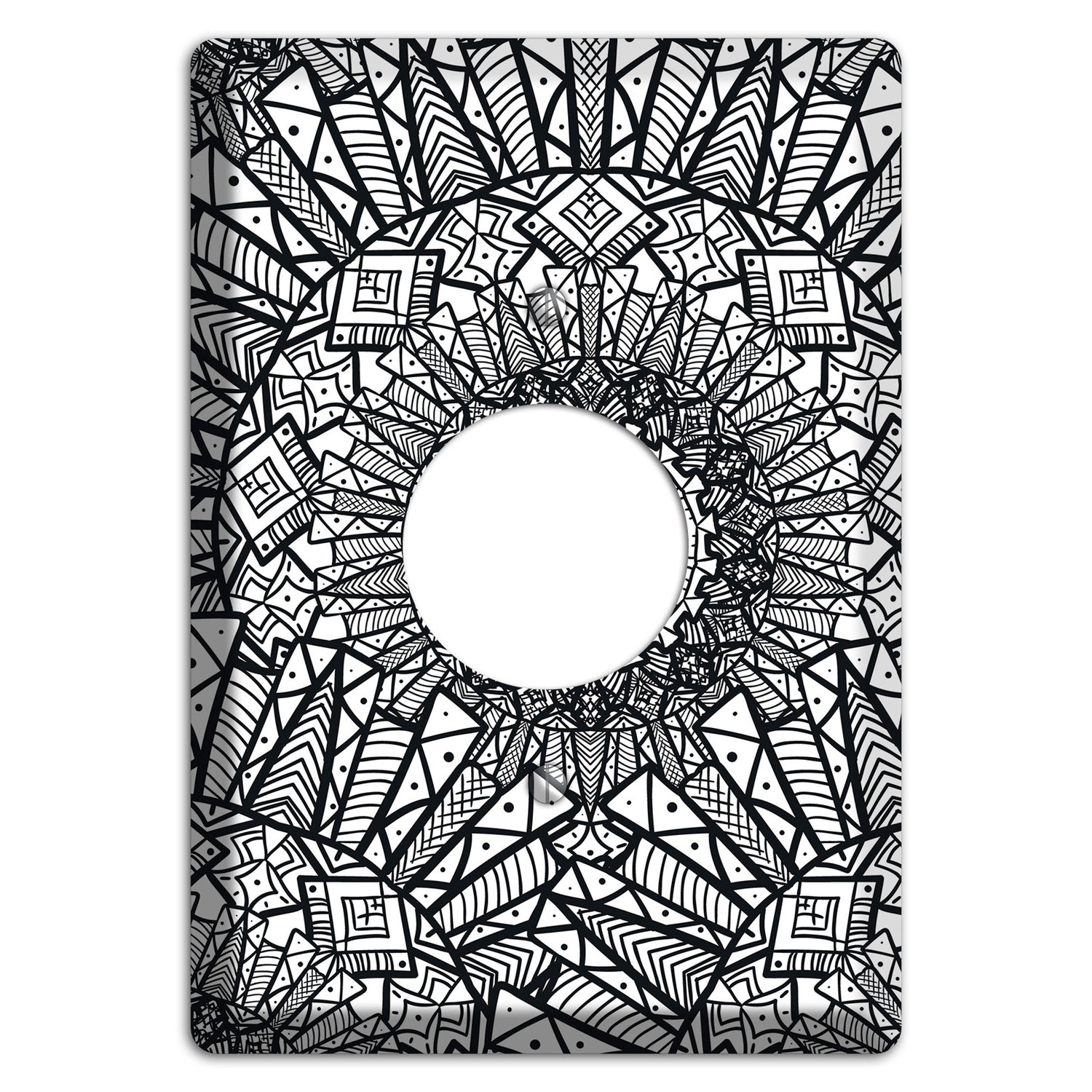 Mandala Black and White Style X Cover Plates Single Receptacle Wallplate