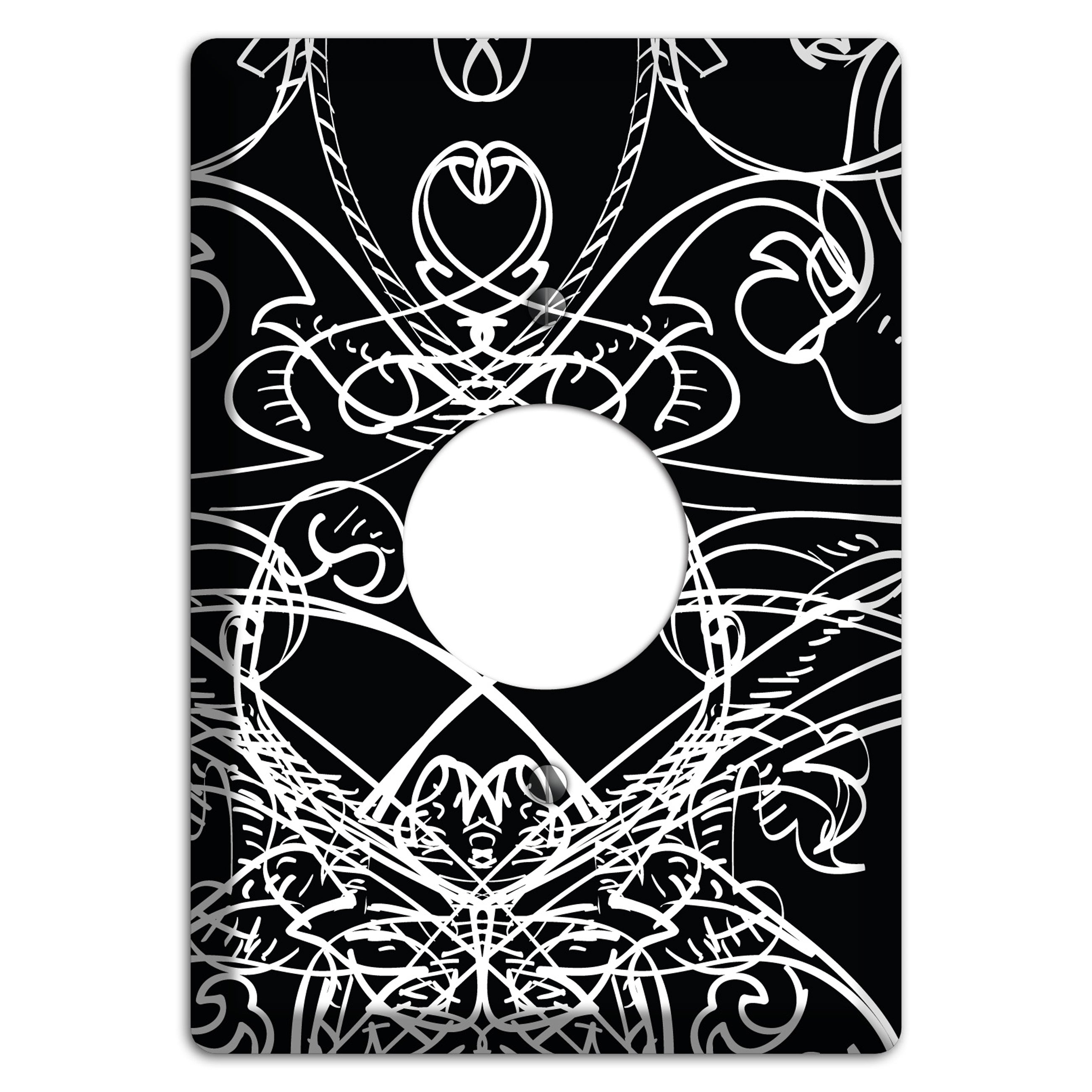 Black Deco Sketch Single Receptacle Wallplate