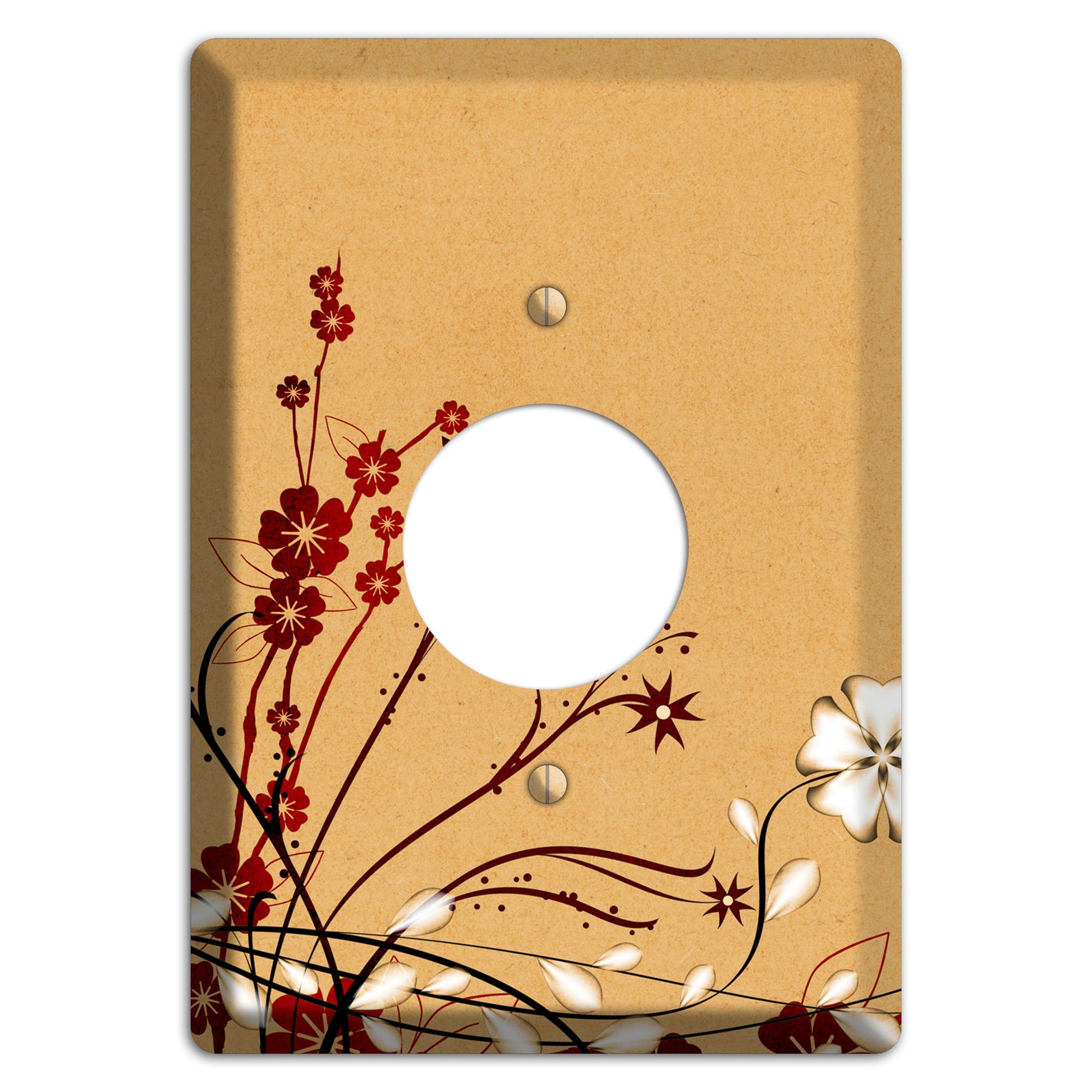 Delicate Red Flowers Single Receptacle Wallplate