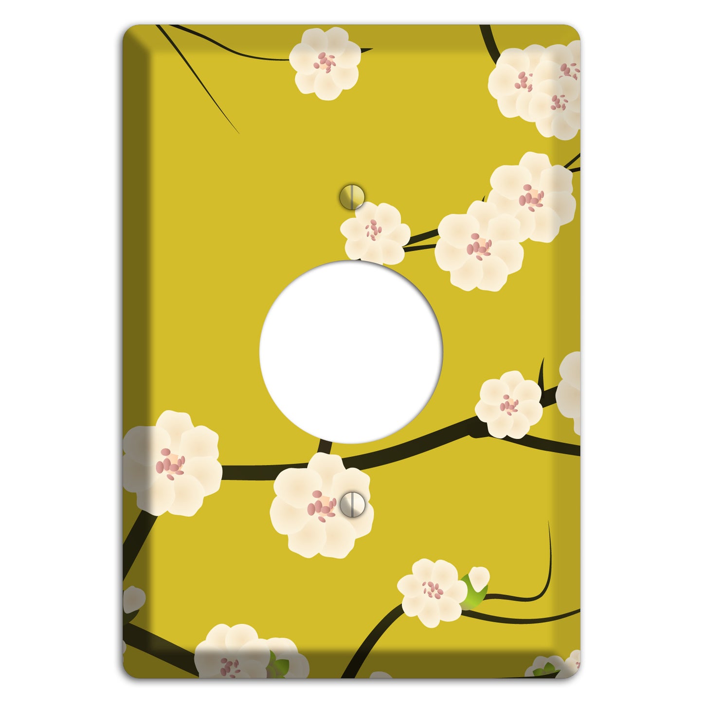 Yellow Chery Blossoms Single Receptacle Wallplate