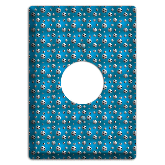Blue with Soccer Balls Single Receptacle Wallplate