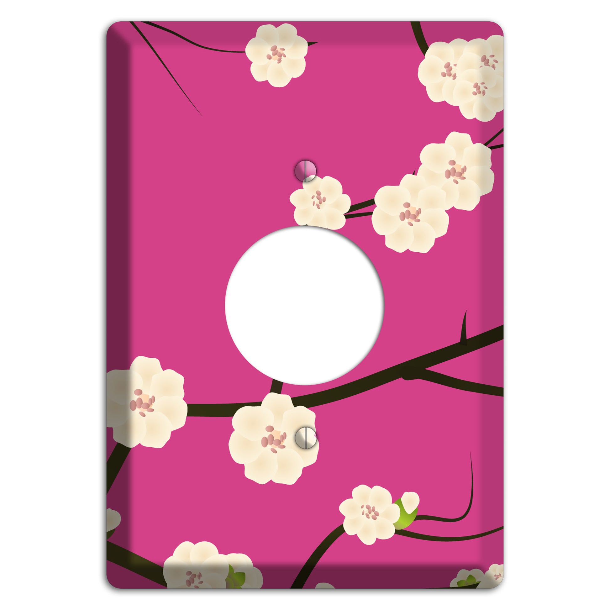 Pink Cherry Blossoms 2 Single Receptacle Wallplate