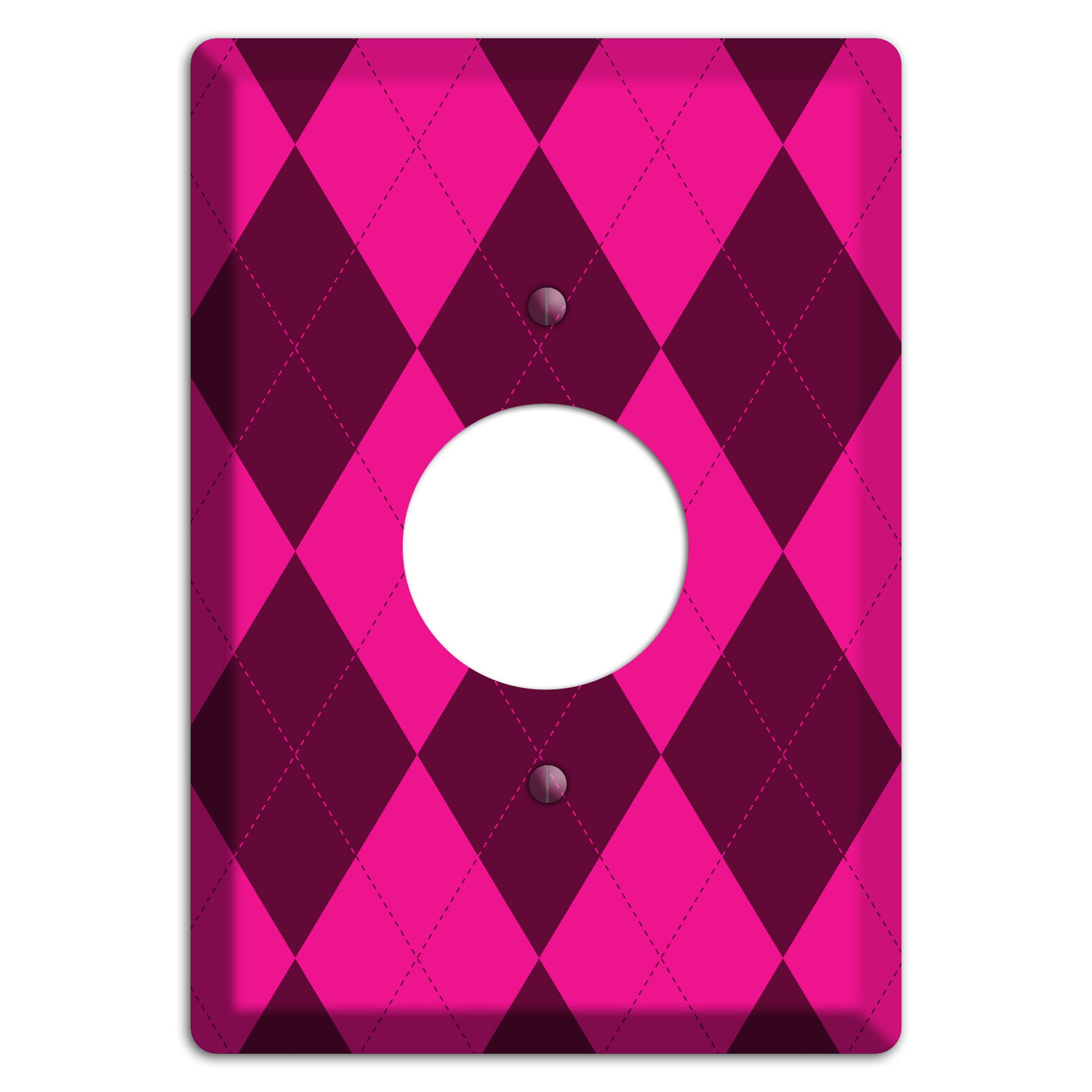 Fuschia Argyle Single Receptacle Wallplate