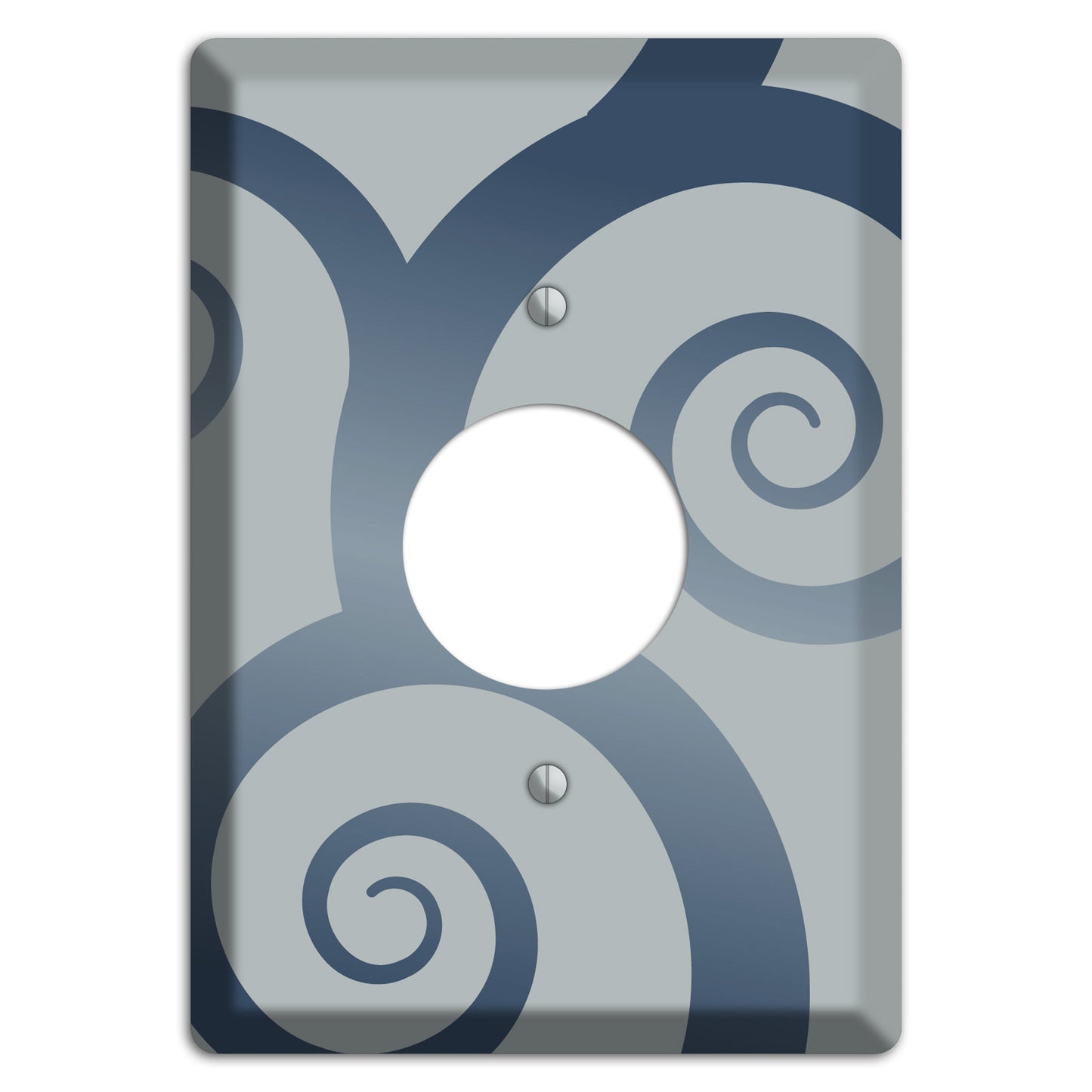 Grey with Blue Large Swirl Single Receptacle Wallplate