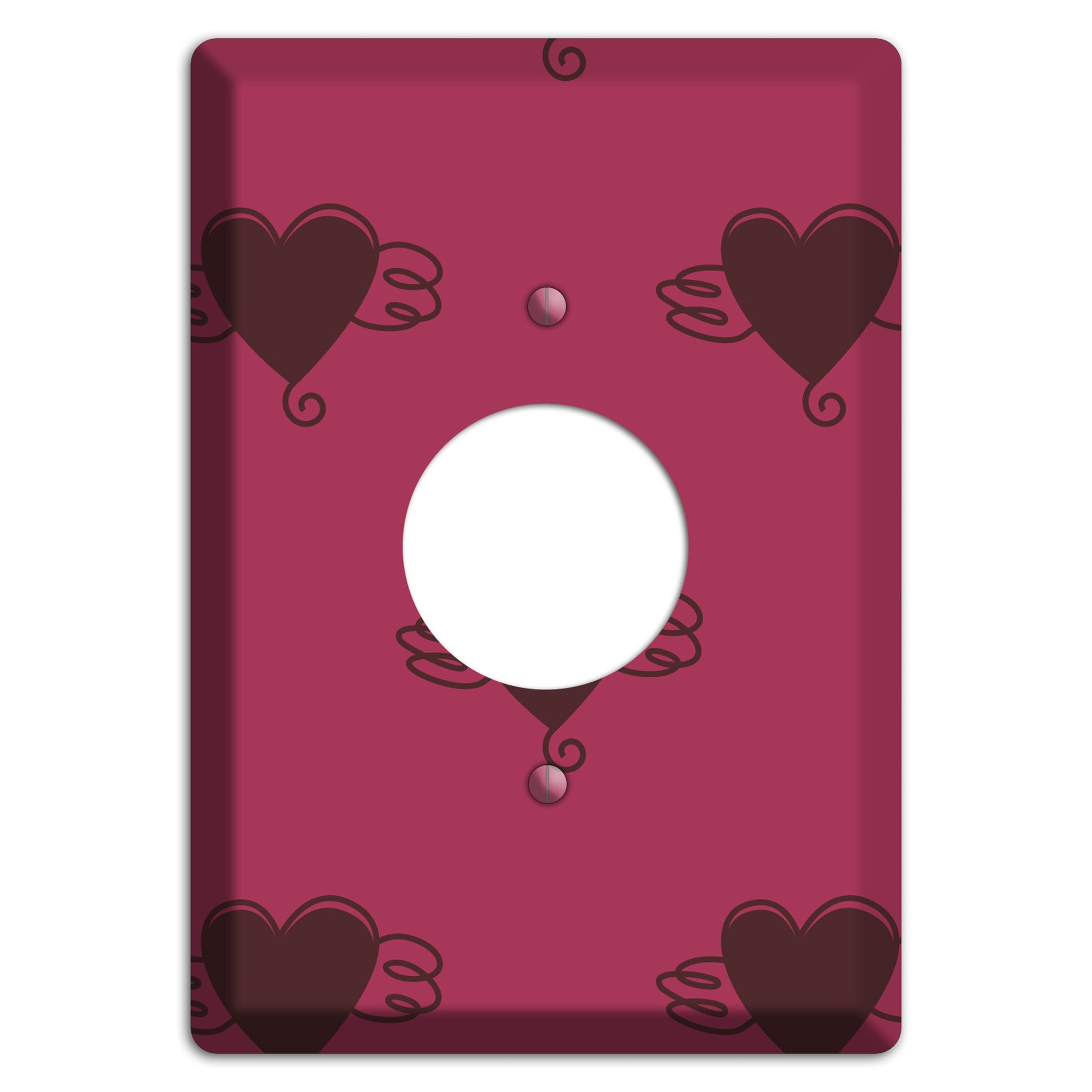 Fuschia Winged Hearts 2 Single Receptacle Wallplate