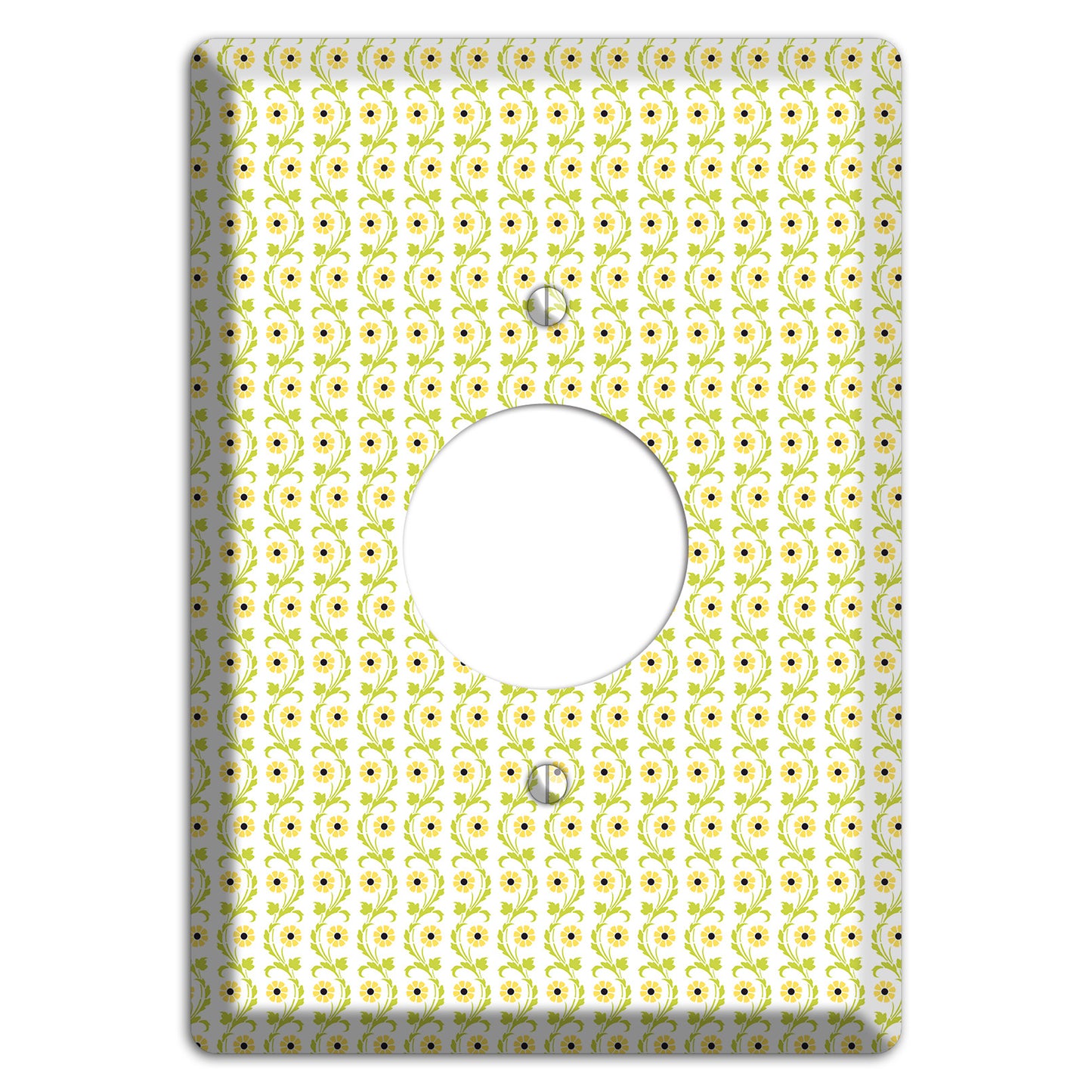 Tiny Yellow and Green Retro Sprig Single Receptacle Wallplate