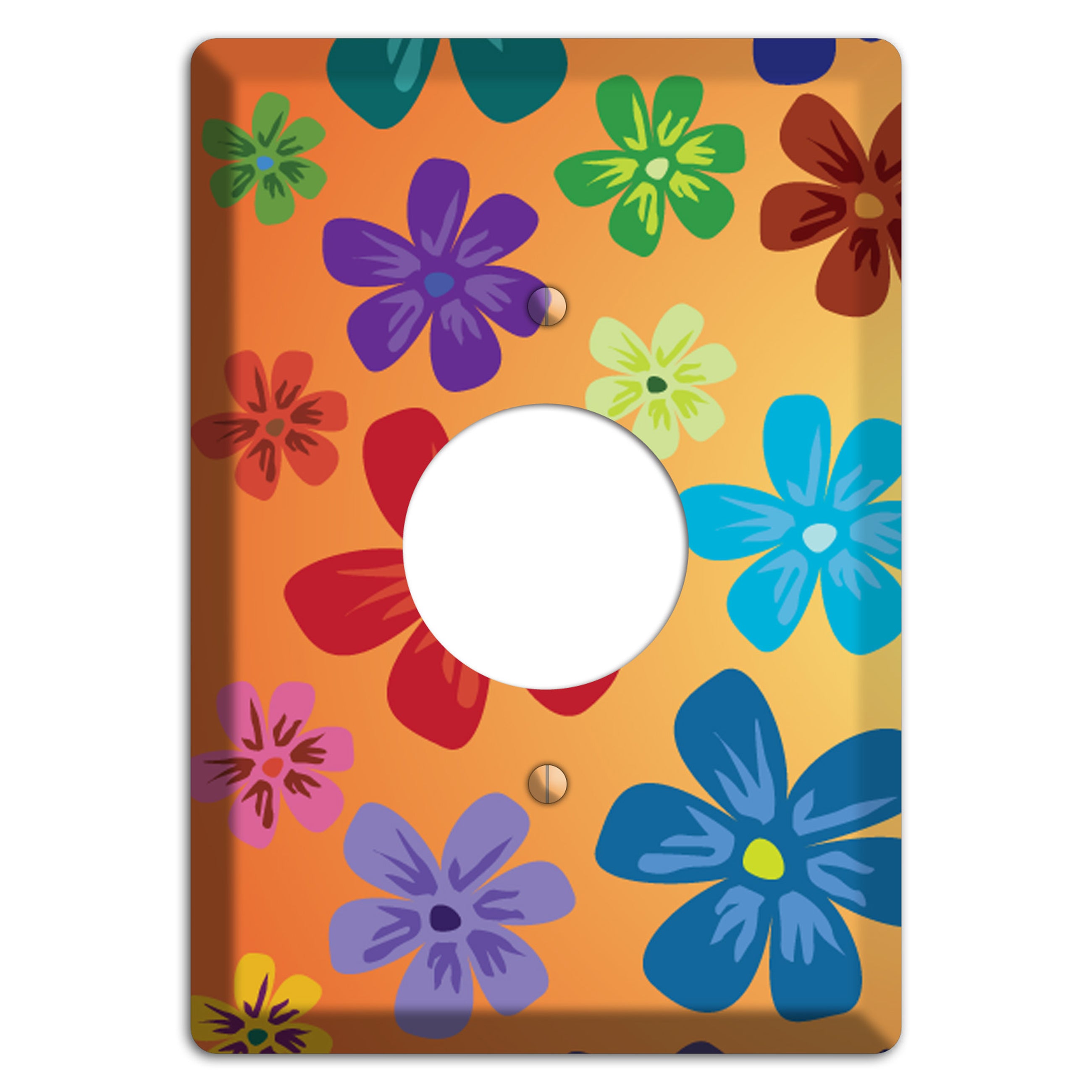 Brown Flowers Single Receptacle Wallplate
