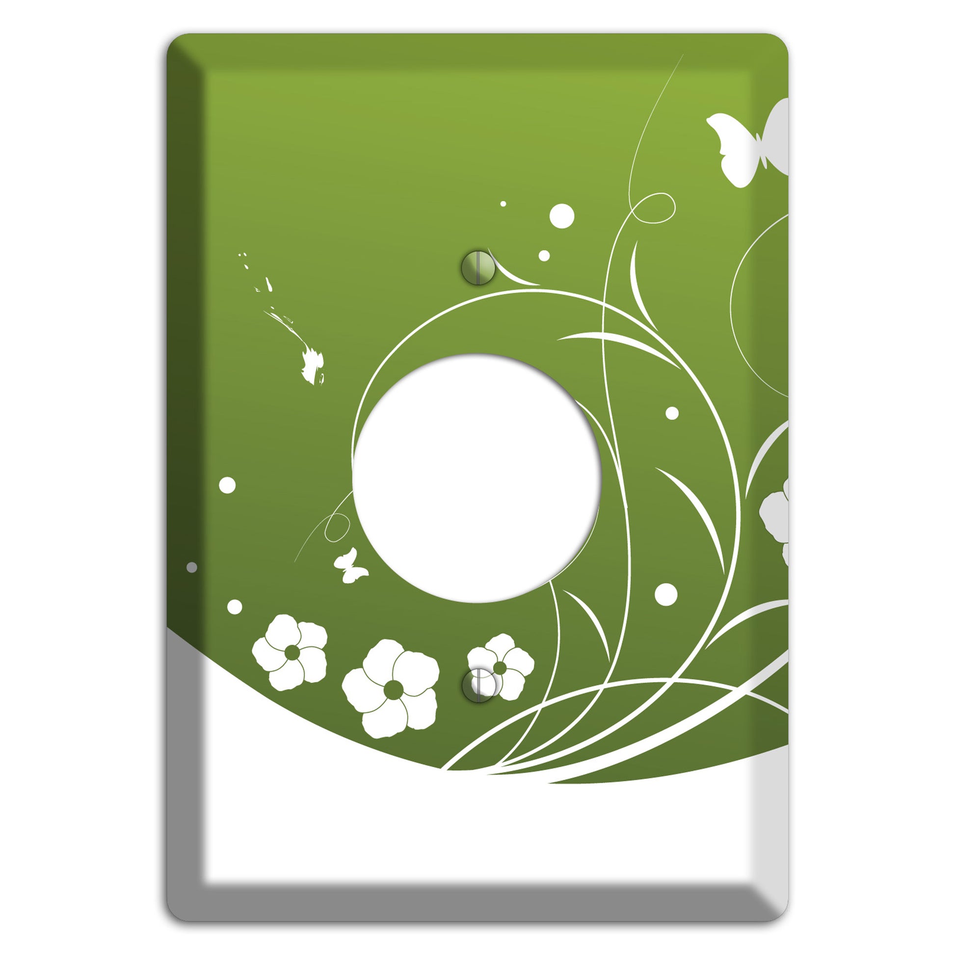 Green Floral Sprig Single Receptacle Wallplate