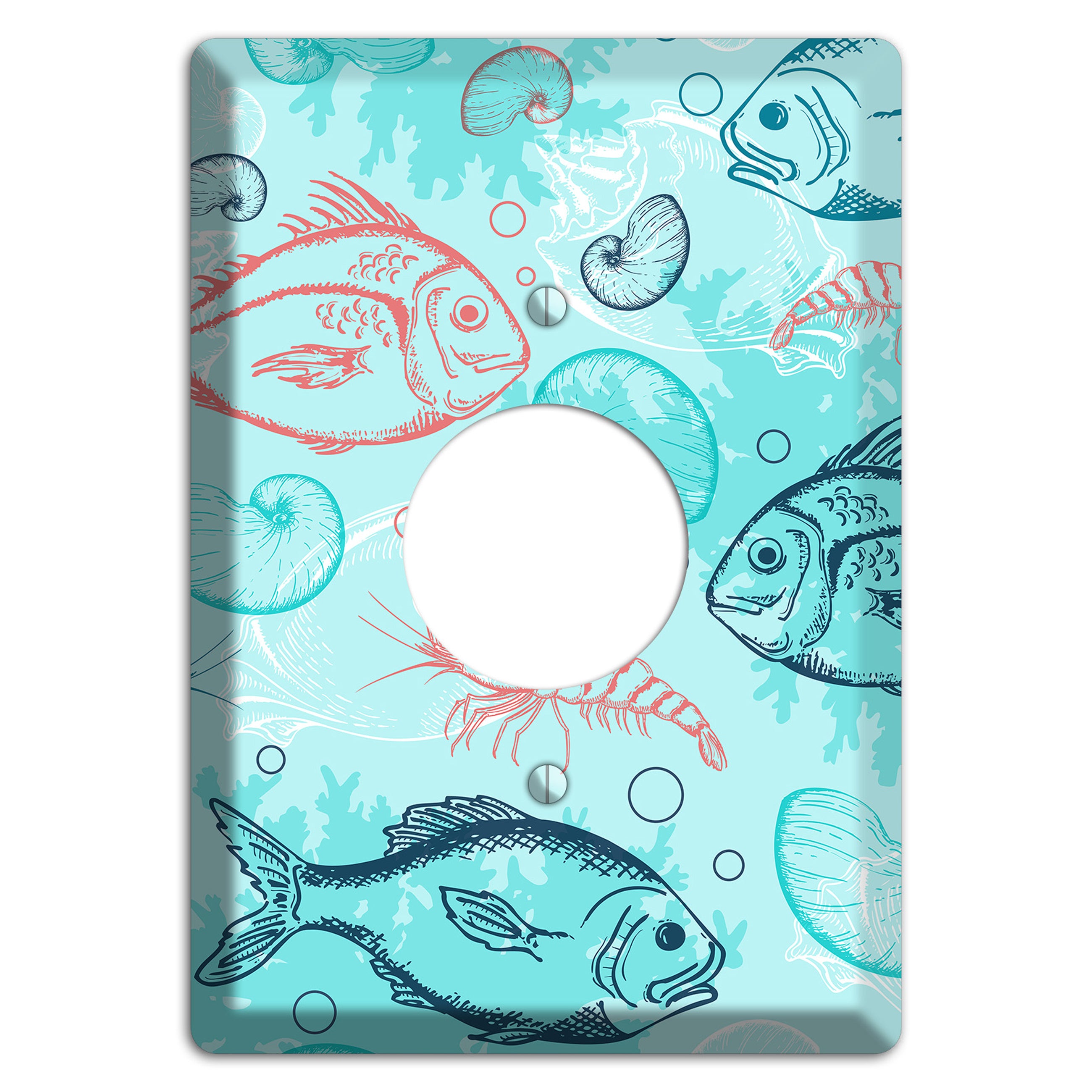 Mixed Sea Life Style 24 Single Receptacle Wallplate