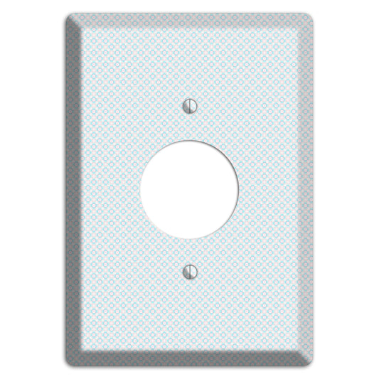 White with Light Blue Tiny Arabesque Single Receptacle Wallplate