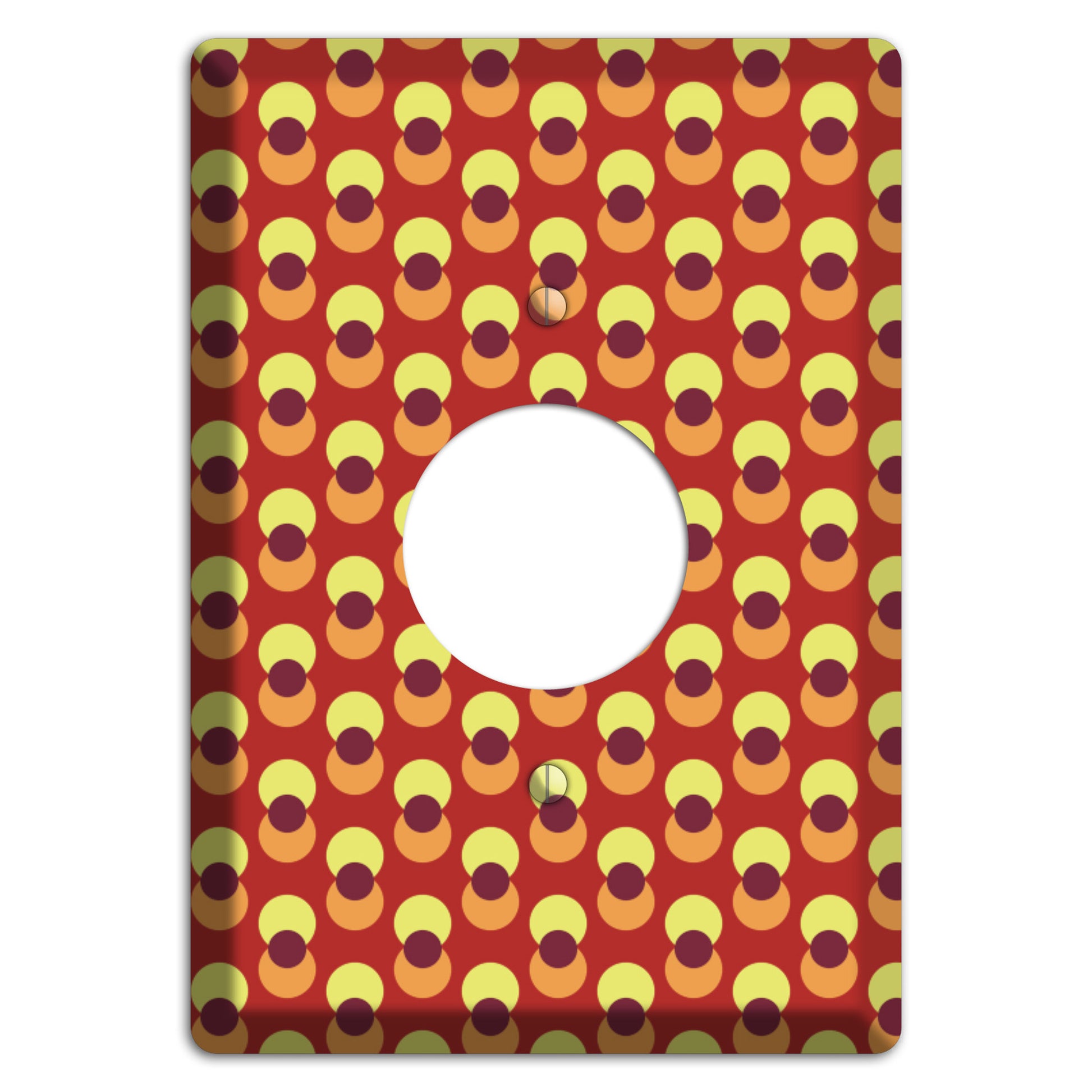 Red Yellow Coral Overlain Dots Single Receptacle Wallplate