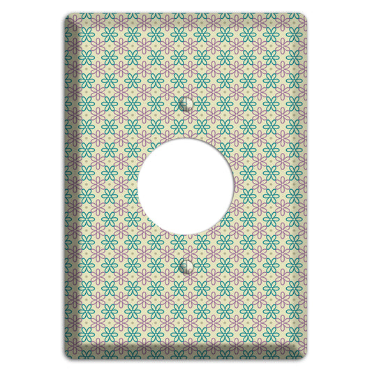 Large Green and Lavender Foulard Single Receptacle Wallplate