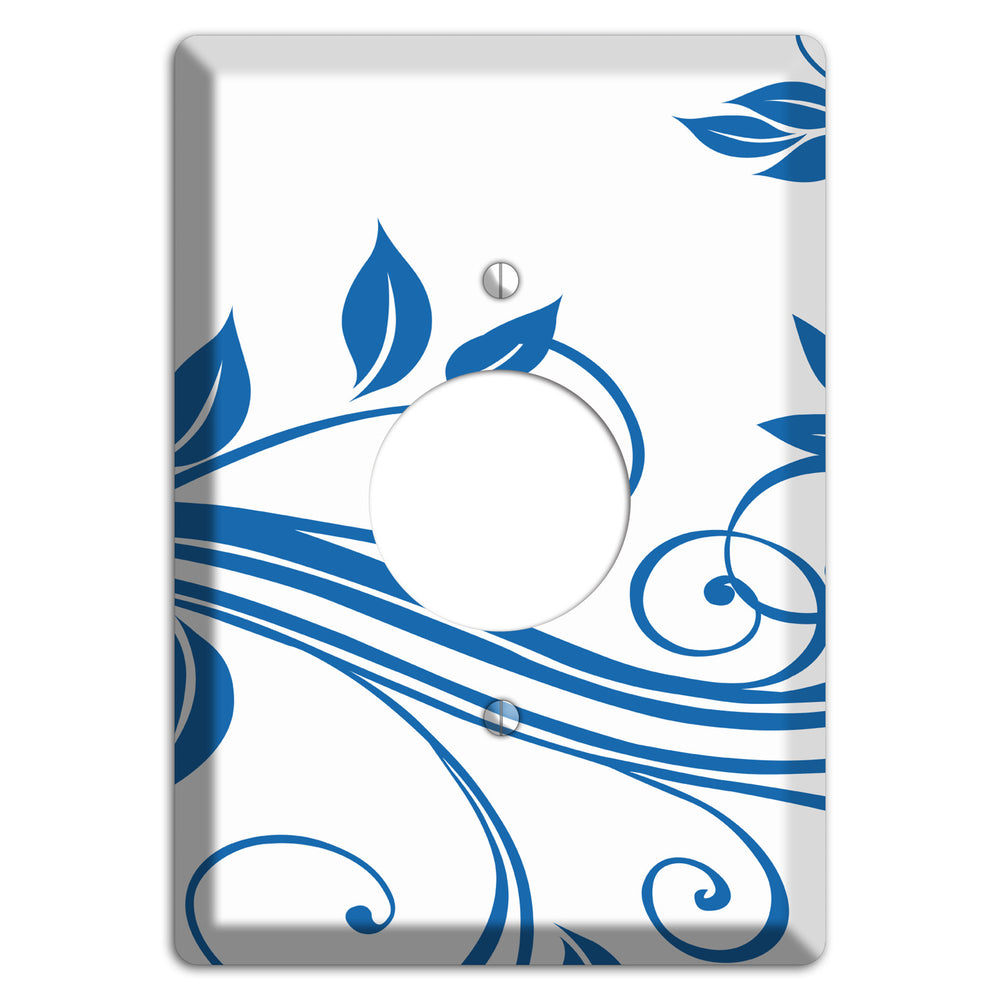 Black and White Sprig Single Receptacle Wallplate