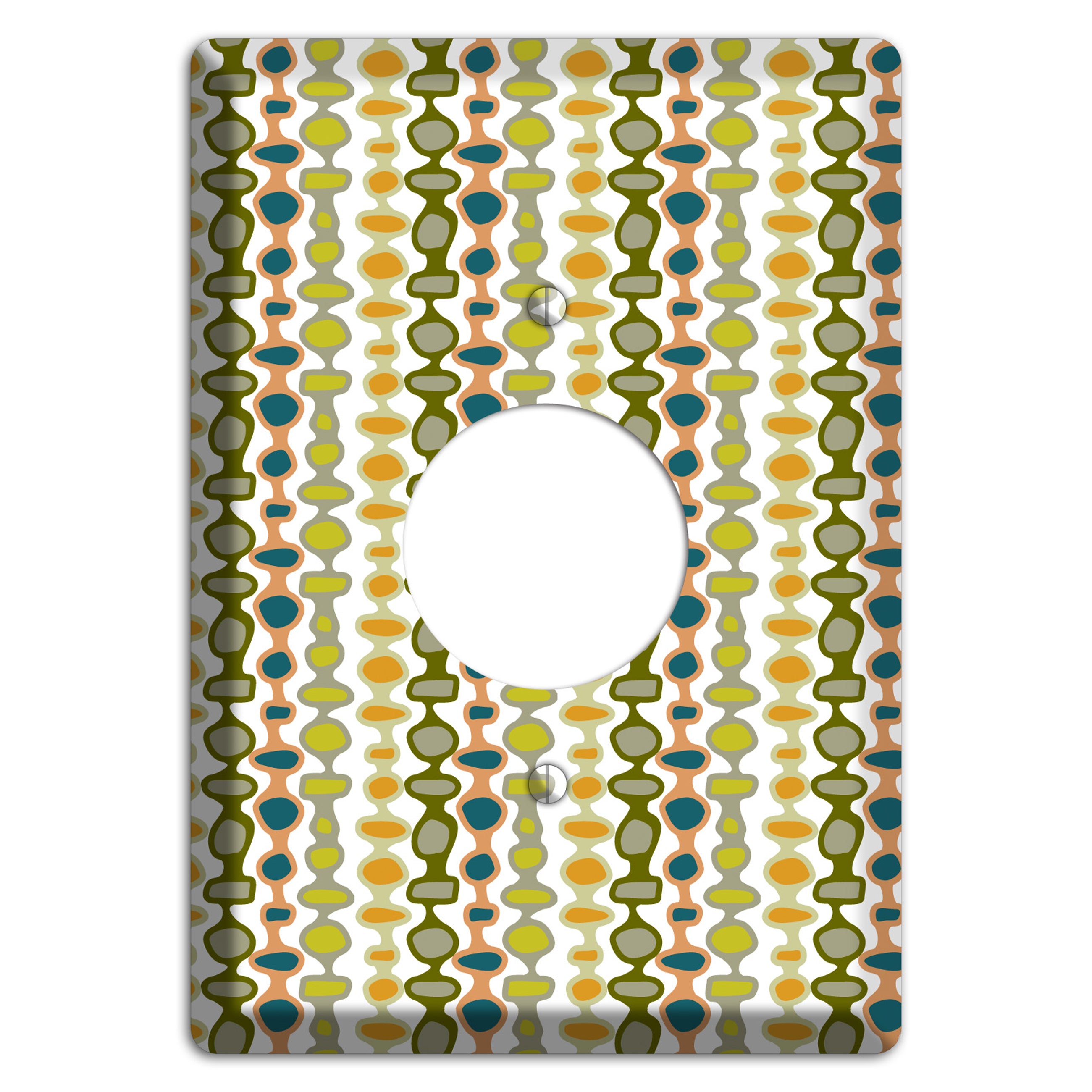 Multi Olive and Mustard Bead and Reel Single Receptacle Wallplate