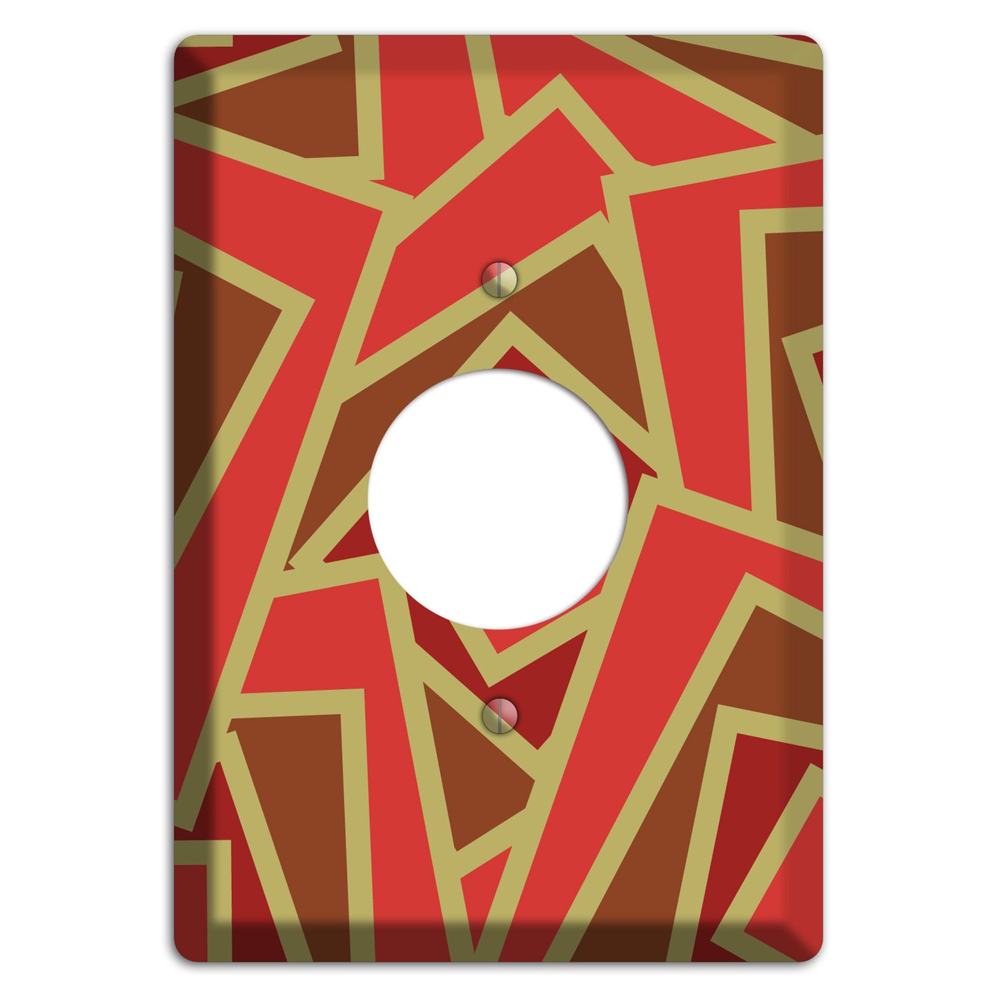 Red and Brown Retro Cubist Single Receptacle Wallplate