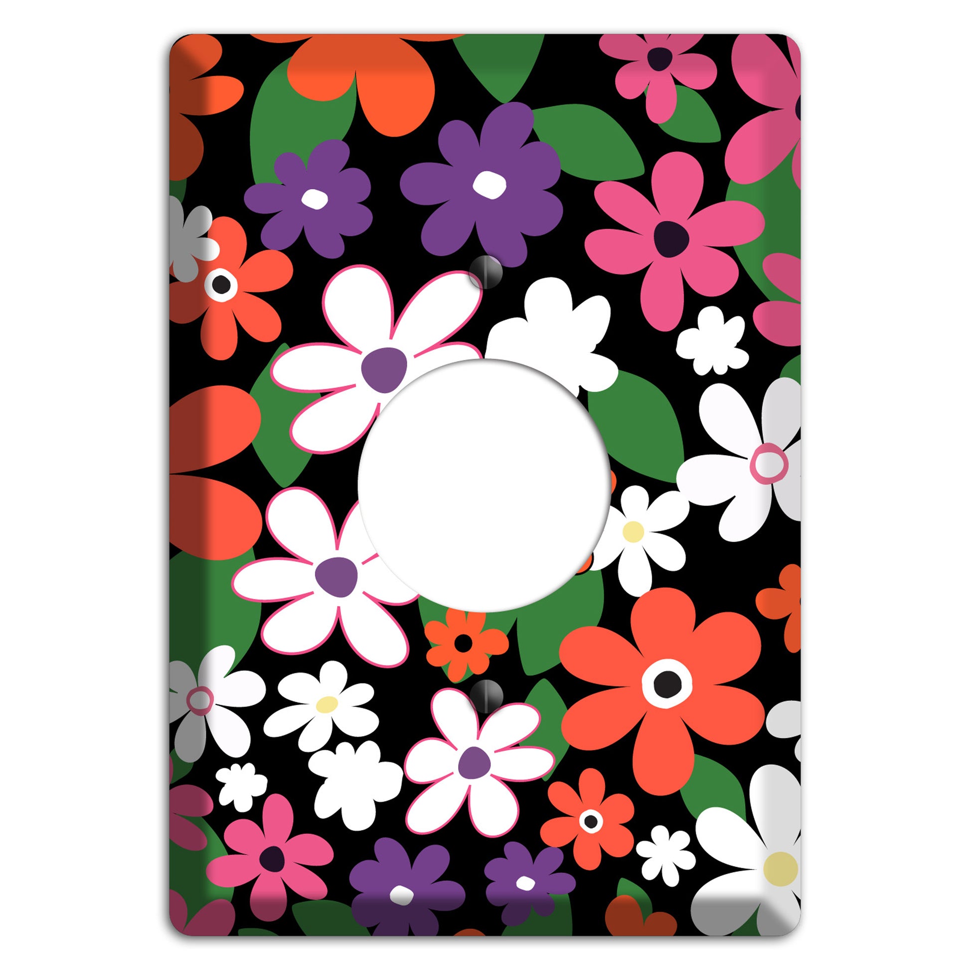 Hippie Flowers Single Receptacle Wallplate