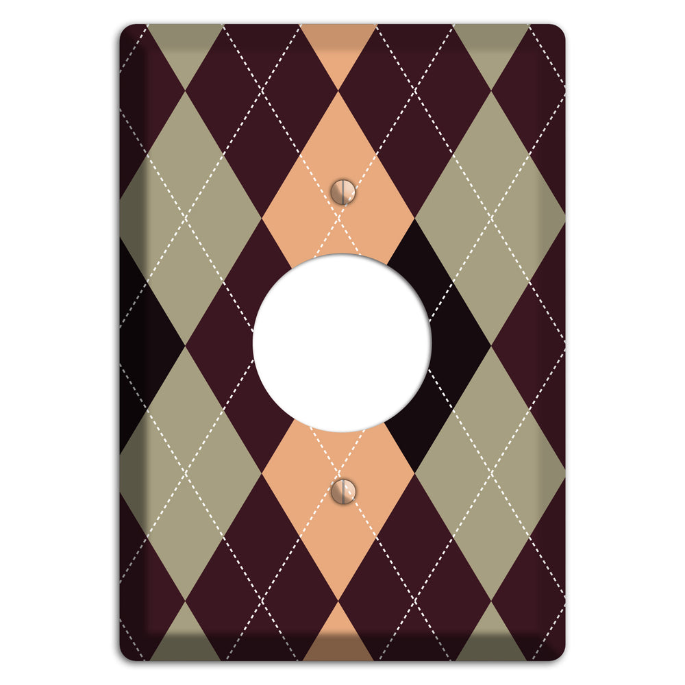 Beige and Brown Argyle Single Receptacle Wallplate