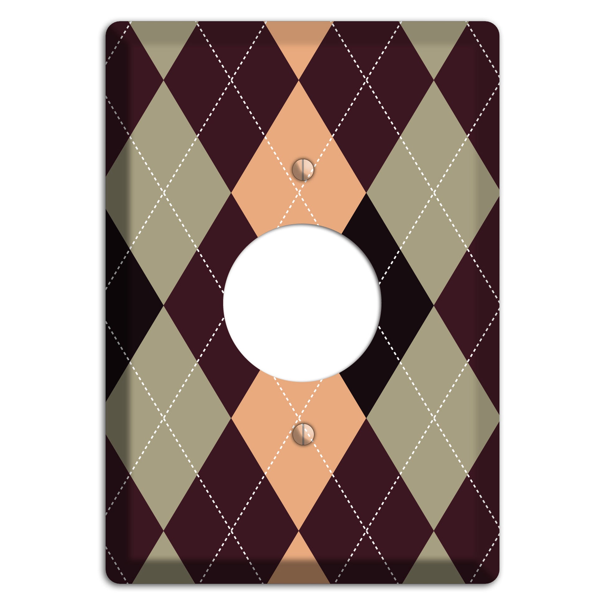 Beige and Brown Argyle Single Receptacle Wallplate