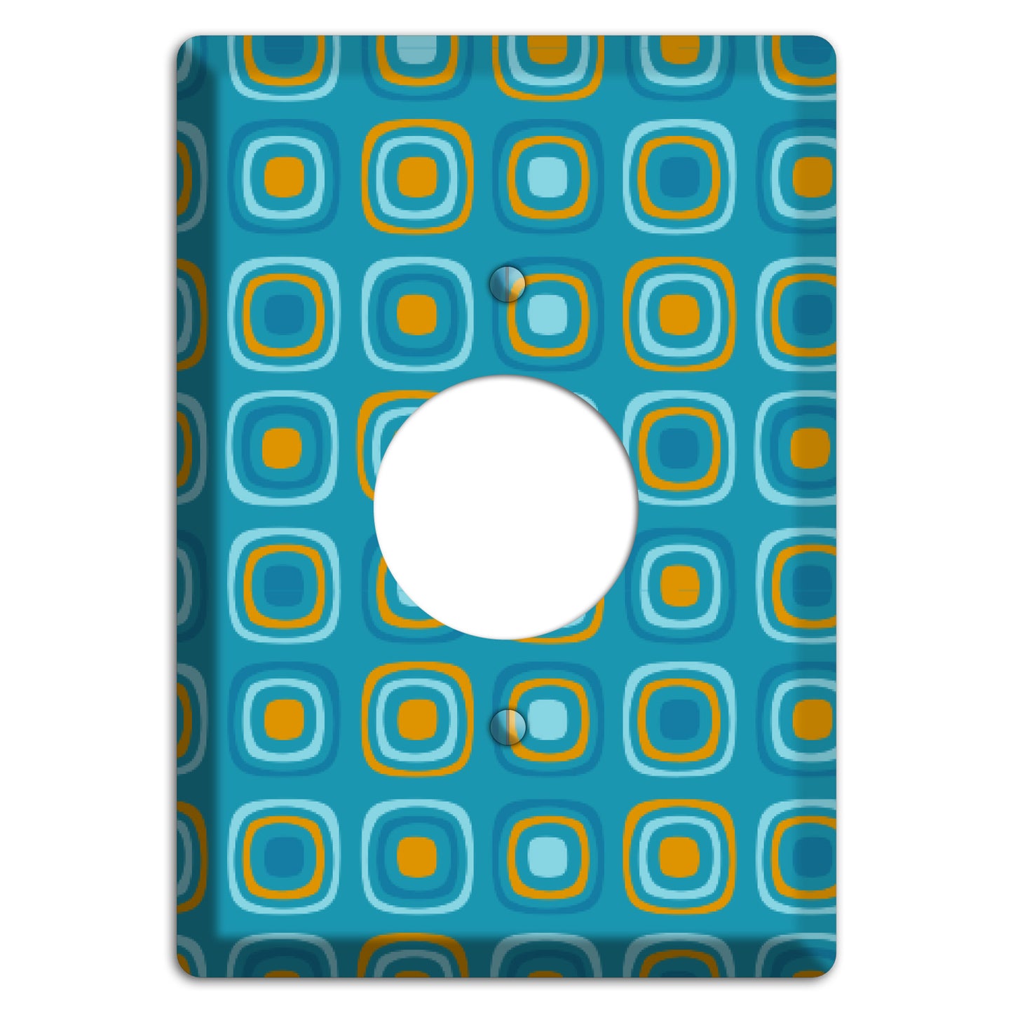 Teal and Mustard Rounded Squares Single Receptacle Wallplate