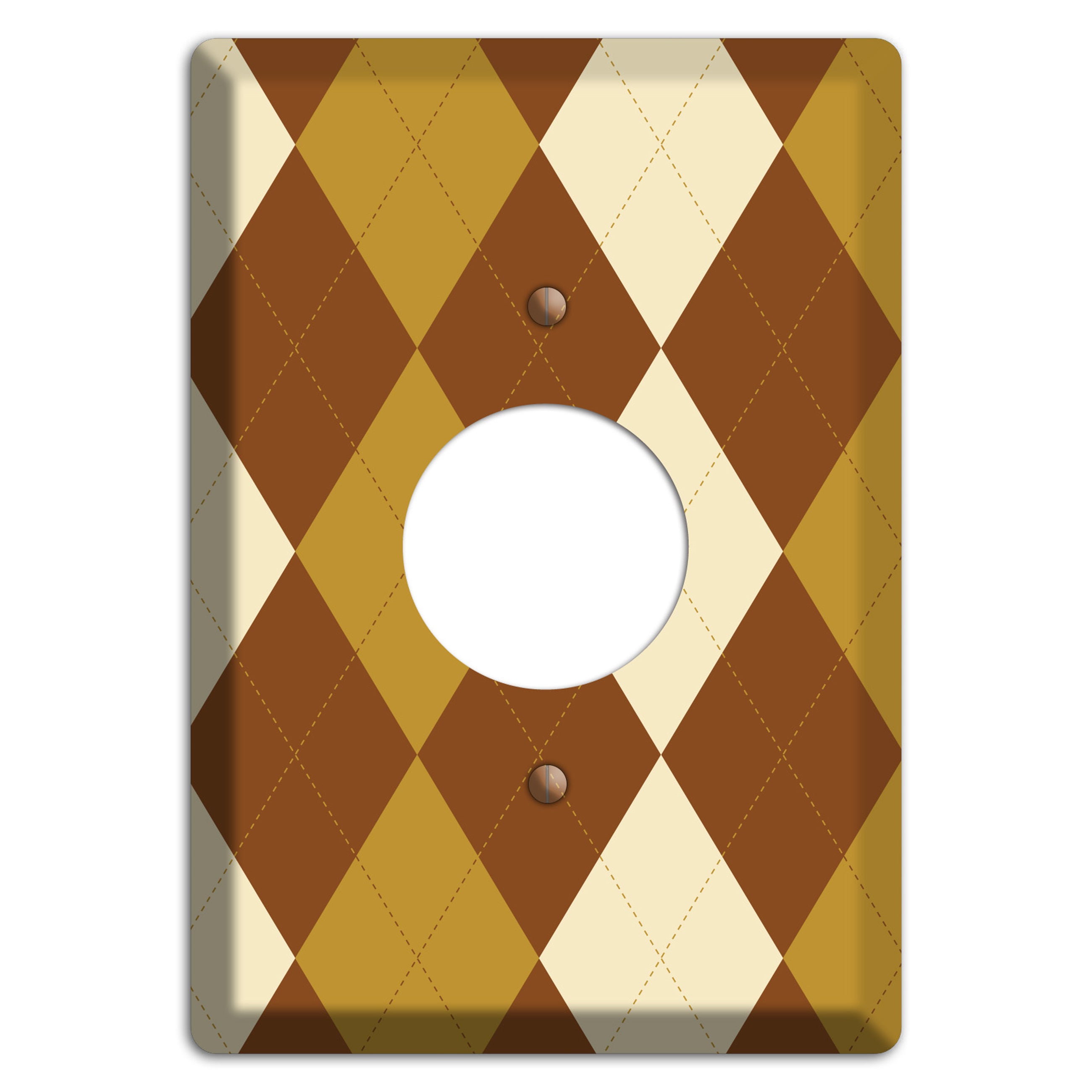 Multi Brown Argyle Single Receptacle Wallplate