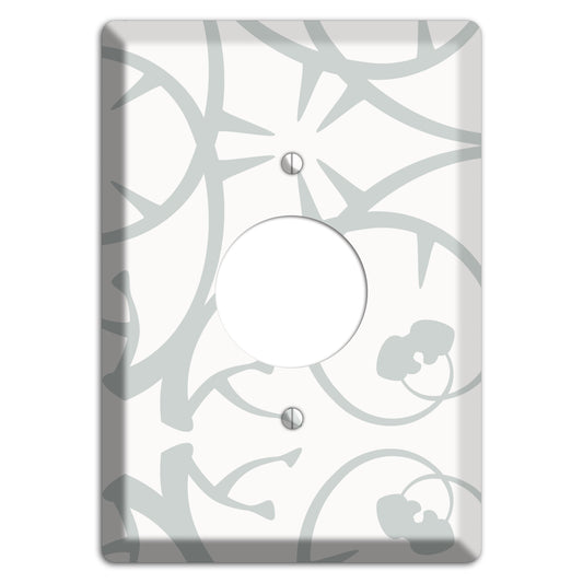White with Grey Abstract Swirl Single Receptacle Wallplate