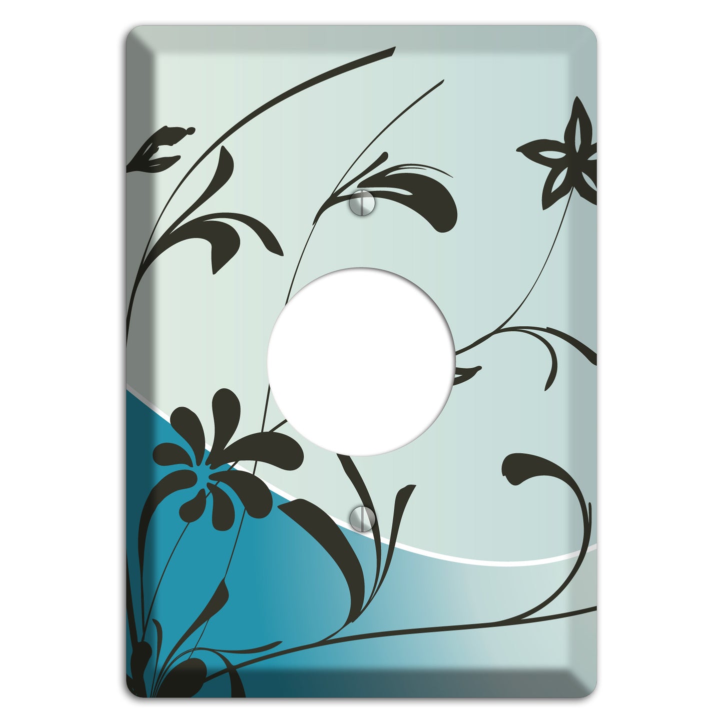 Blue-grey Floral Sprig Single Receptacle Wallplate