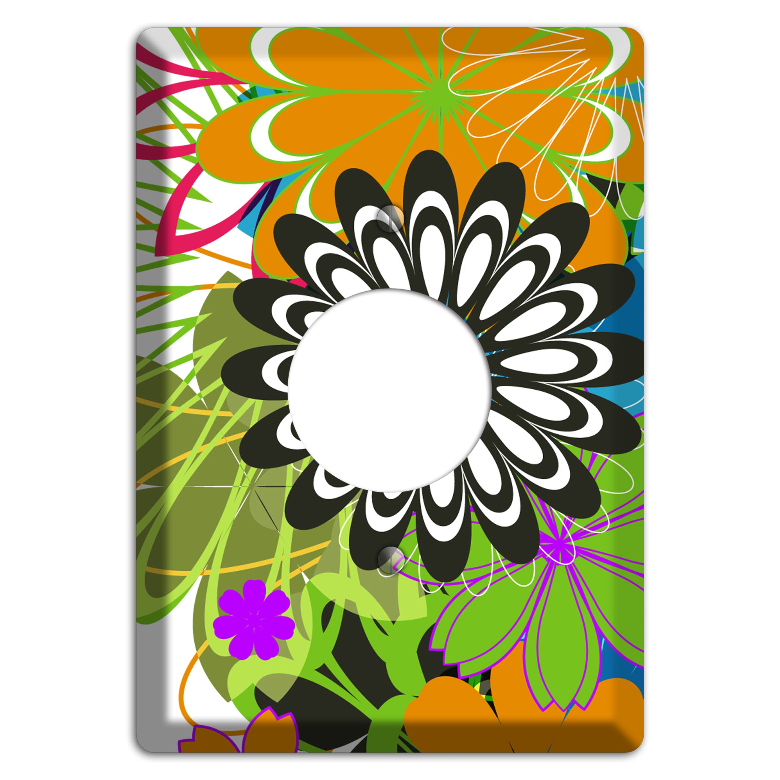 Multi Retro Flowers Single Receptacle Wallplate