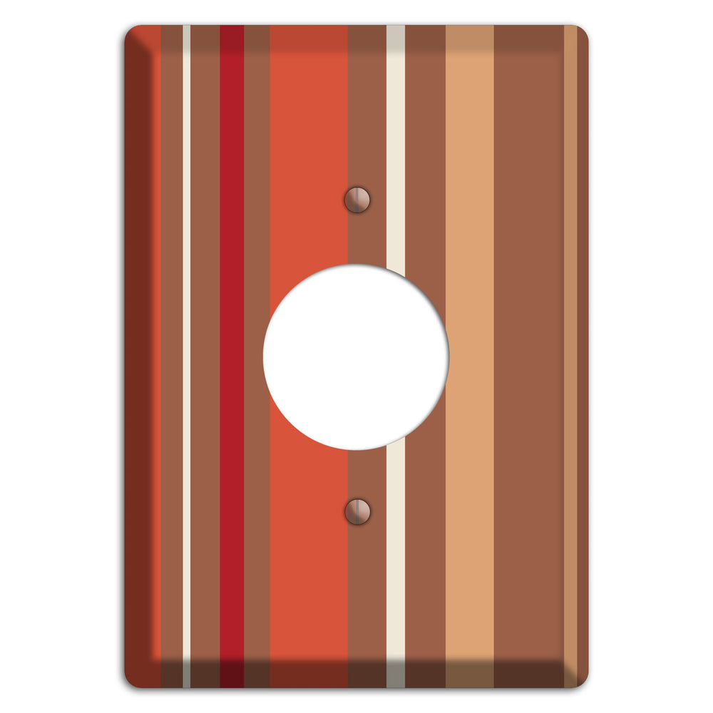 Multi Coral Vertical Stripe Single Receptacle Wallplate