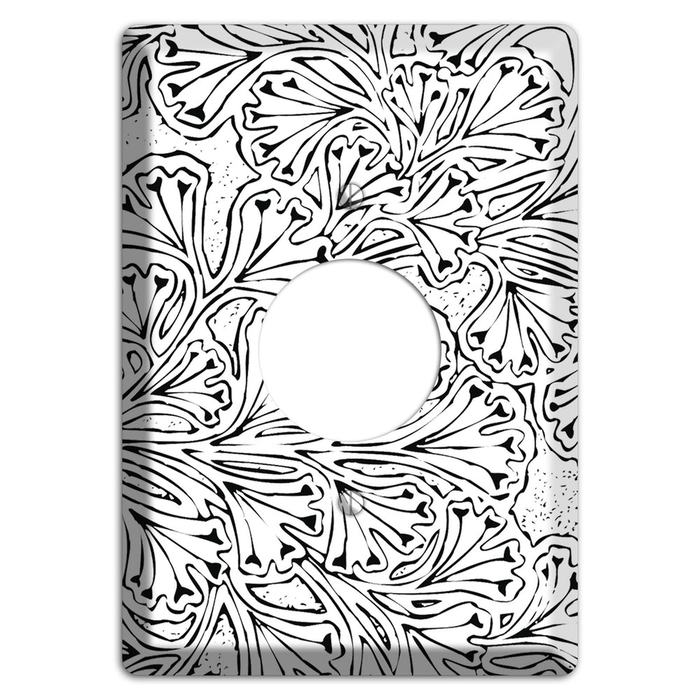 Deco White with Black Interlocking Floral Single Receptacle Wallplate