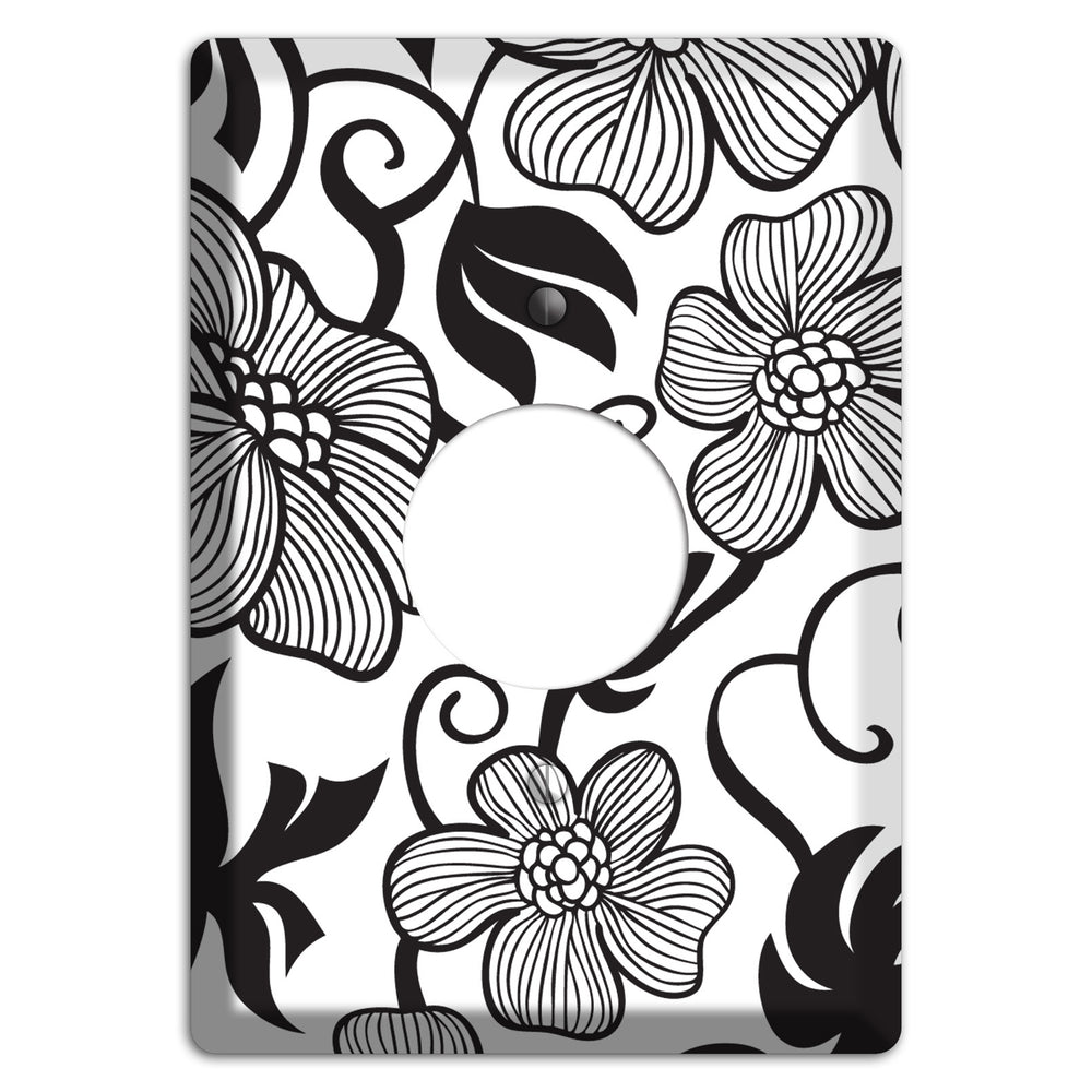 White with Black Tropical Single Receptacle Wallplate
