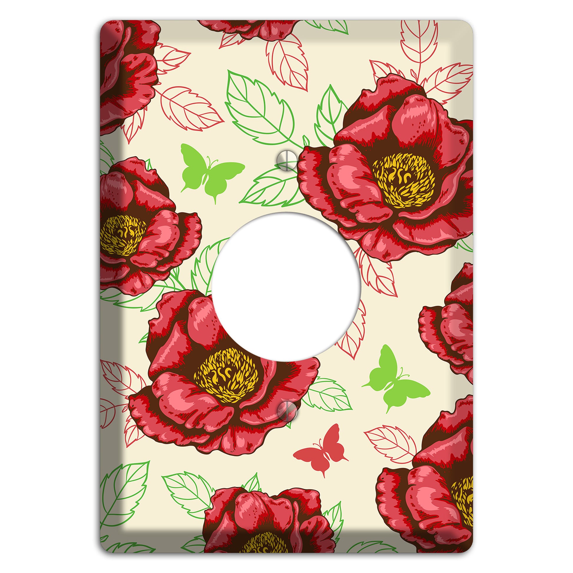 Red Peony Style B Single Receptacle Wallplate