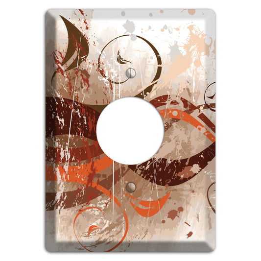 Brown Maroon Orange Swirl and Splatter Single Receptacle Wallplate