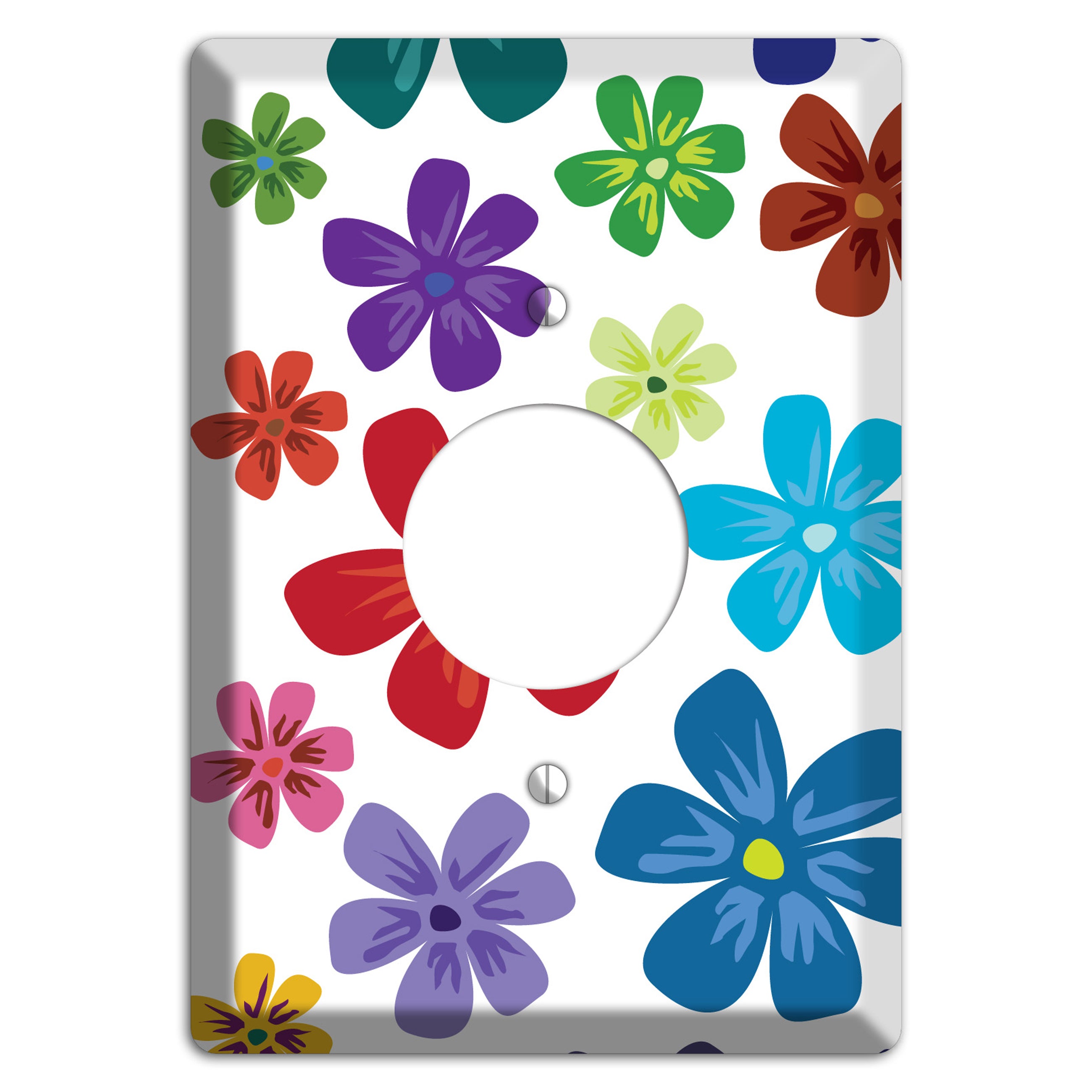White Flowers Single Receptacle Wallplate