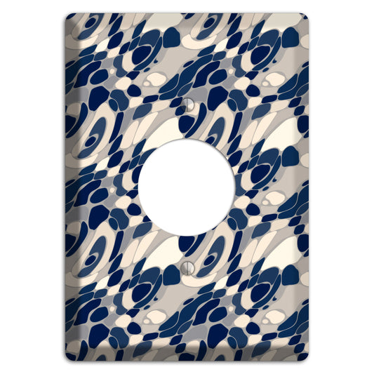 Blue and Beige Large Abstract Single Receptacle Wallplate
